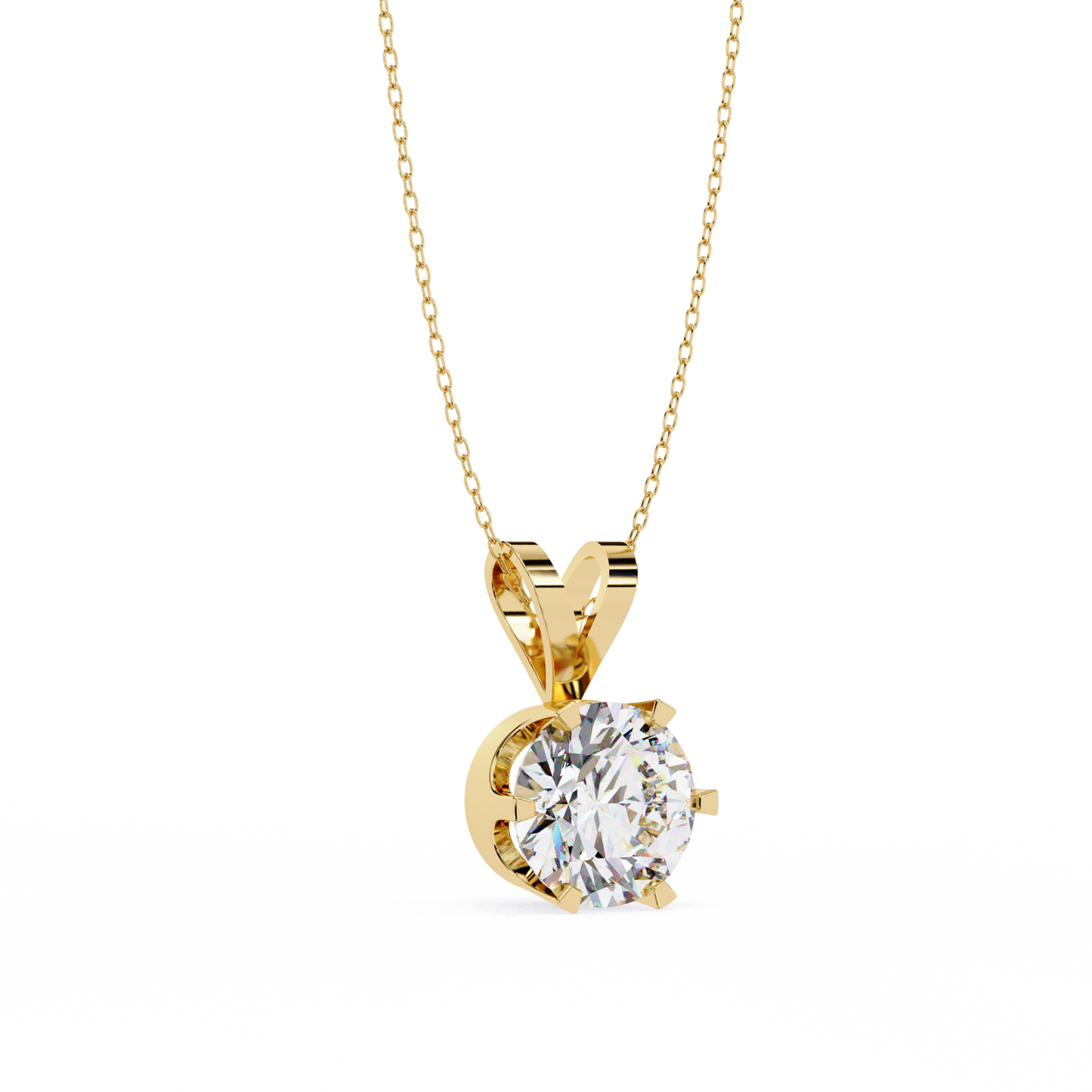 LGD Solitaire Pendant Round Stone (2.14ct) In 14K Gold Without Chain