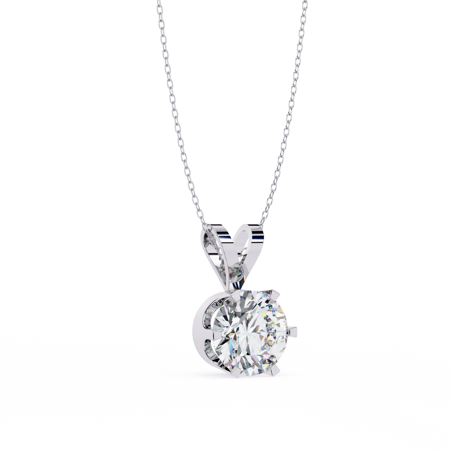 LGD Solitaire Pendant Round Stone (2.14ct) In 14K Gold Without Chain