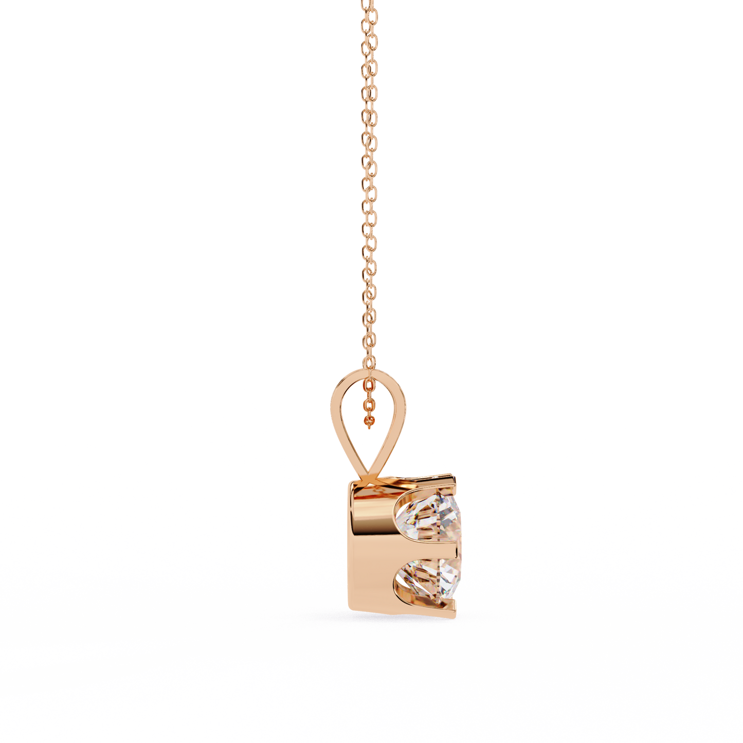 LGD Solitaire Pendant Round Stone (2.14ct) In 14K Gold Without Chain