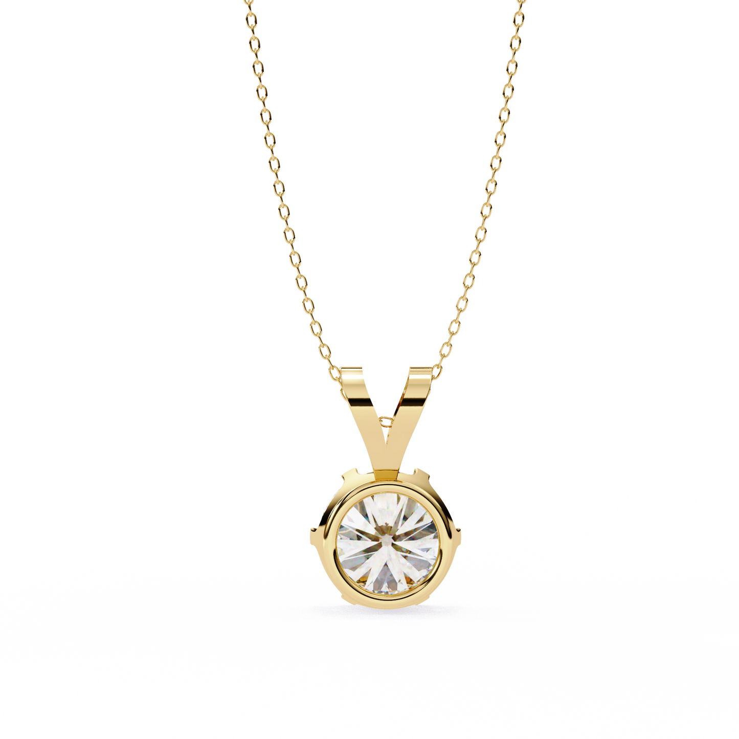 LGD Solitaire Pendant Round Stone (2.14ct) In 14K Gold Without Chain