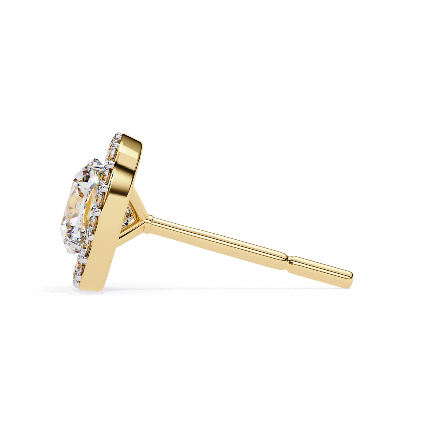 LGD Ear Studs Cushion Square (1.92ct Pair) In 14K Gold