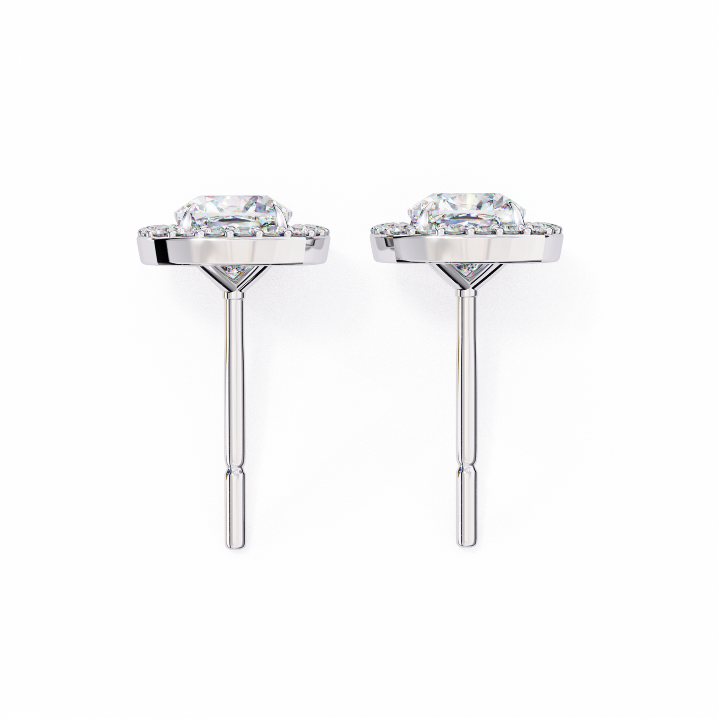 LGD Ear Studs Cushion Square (1.92ct Pair) In 14K Gold