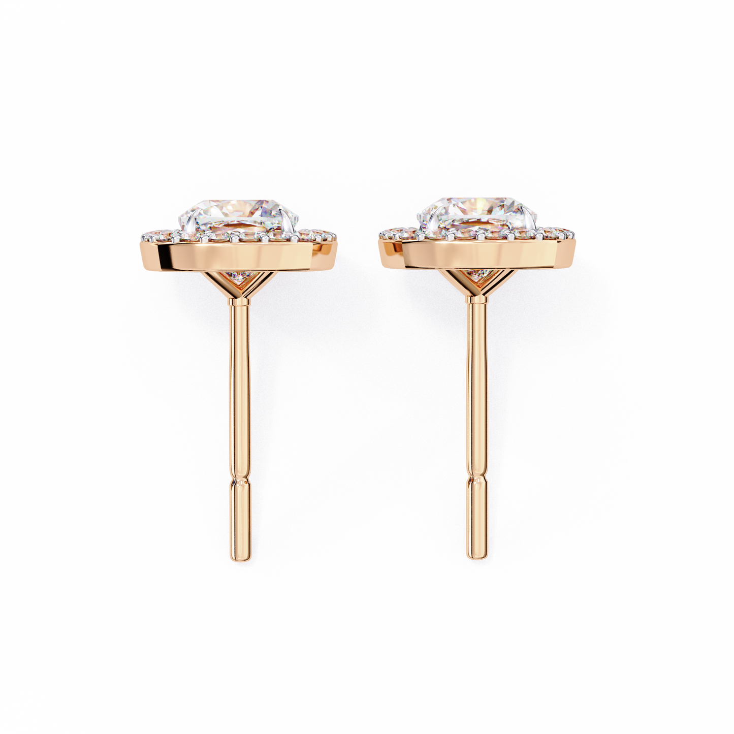 LGD Ear Studs Cushion Square (1.92ct Pair) In 14K Gold