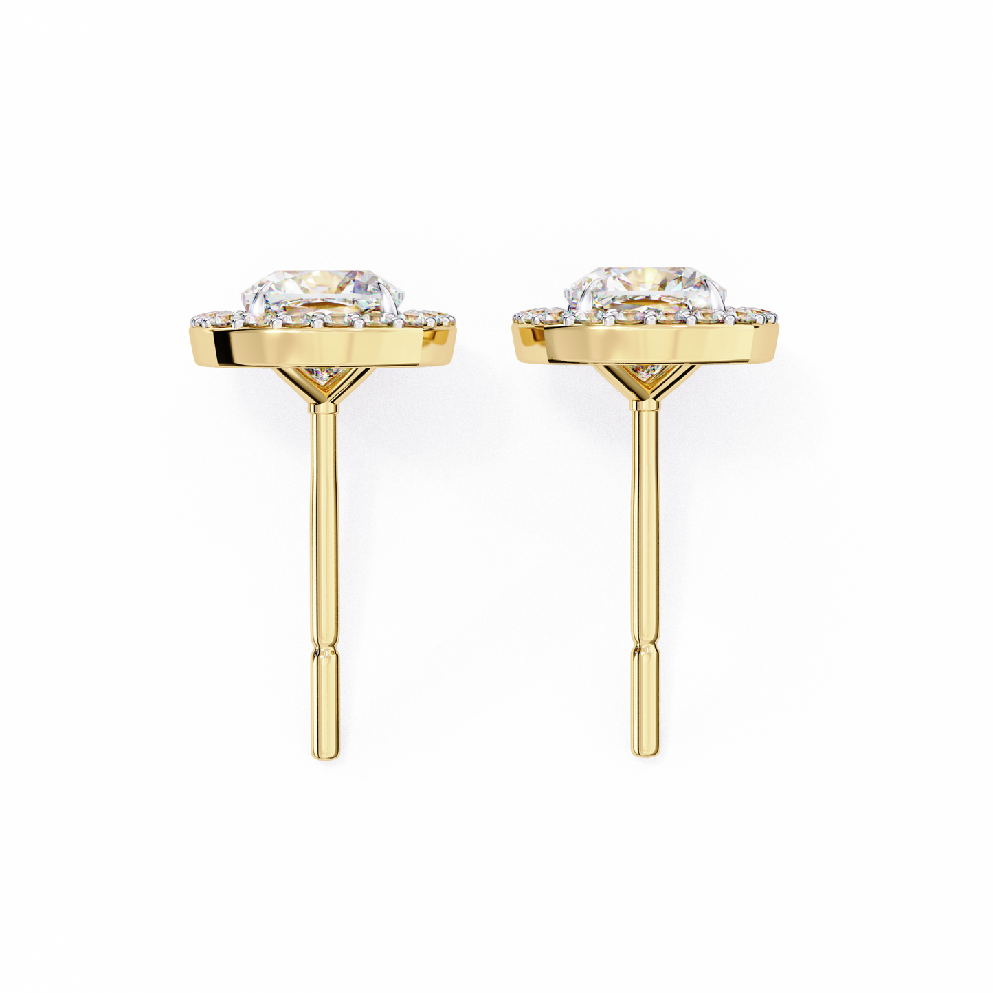 LGD Ear Studs Cushion Square (1.92ct Pair) In 14K Gold