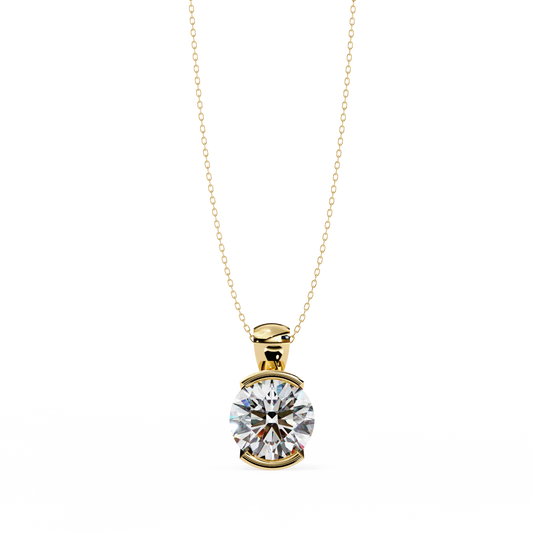 LGD Solitaire Pendant Round Stone (2.22ct) In 14K Gold Without Chain