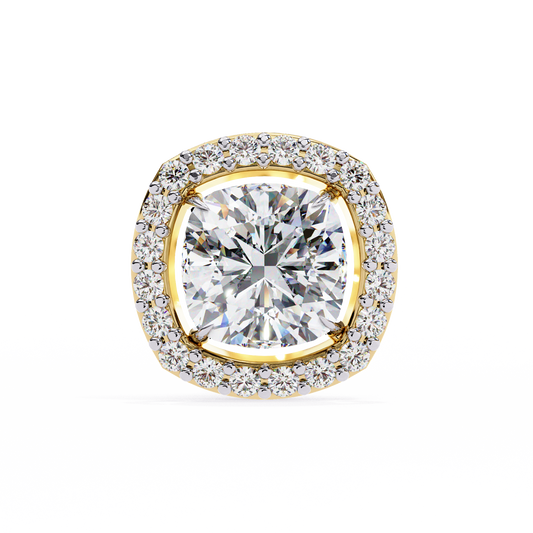 LGD Ear Studs Cushion Square (1.92ct Pair) In 14K Gold