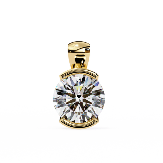 LGD Solitaire Pendant Round Stone (2.22ct) In 14K Gold Without Chain