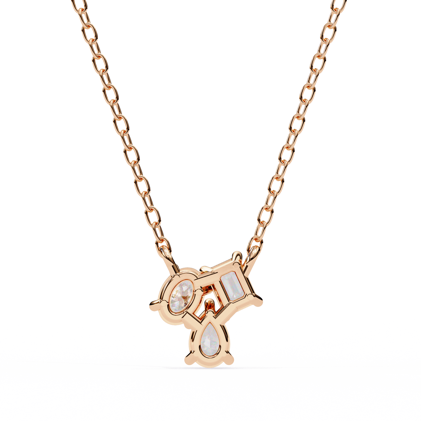 Lab Grown 3 Stone Diamond Pendant In 14K Gold