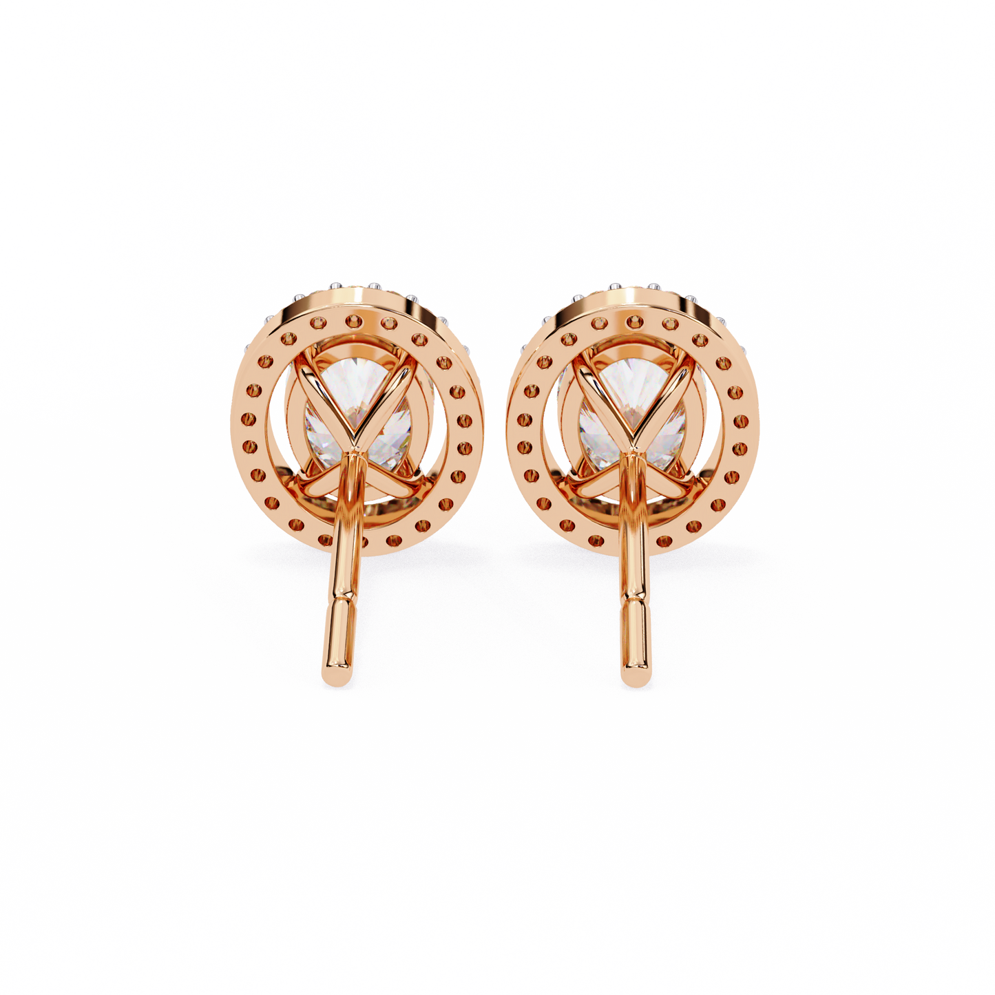 LGD Solitaire Ear Studs Oval Stone (1.94ct Pair) In 14K Gold