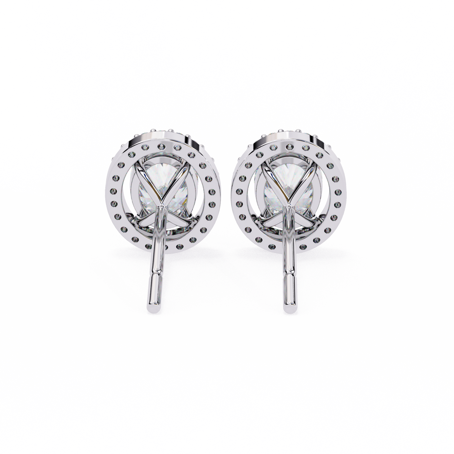 LGD Solitaire Ear Studs Oval Stone (1.94ct Pair) In 14K Gold