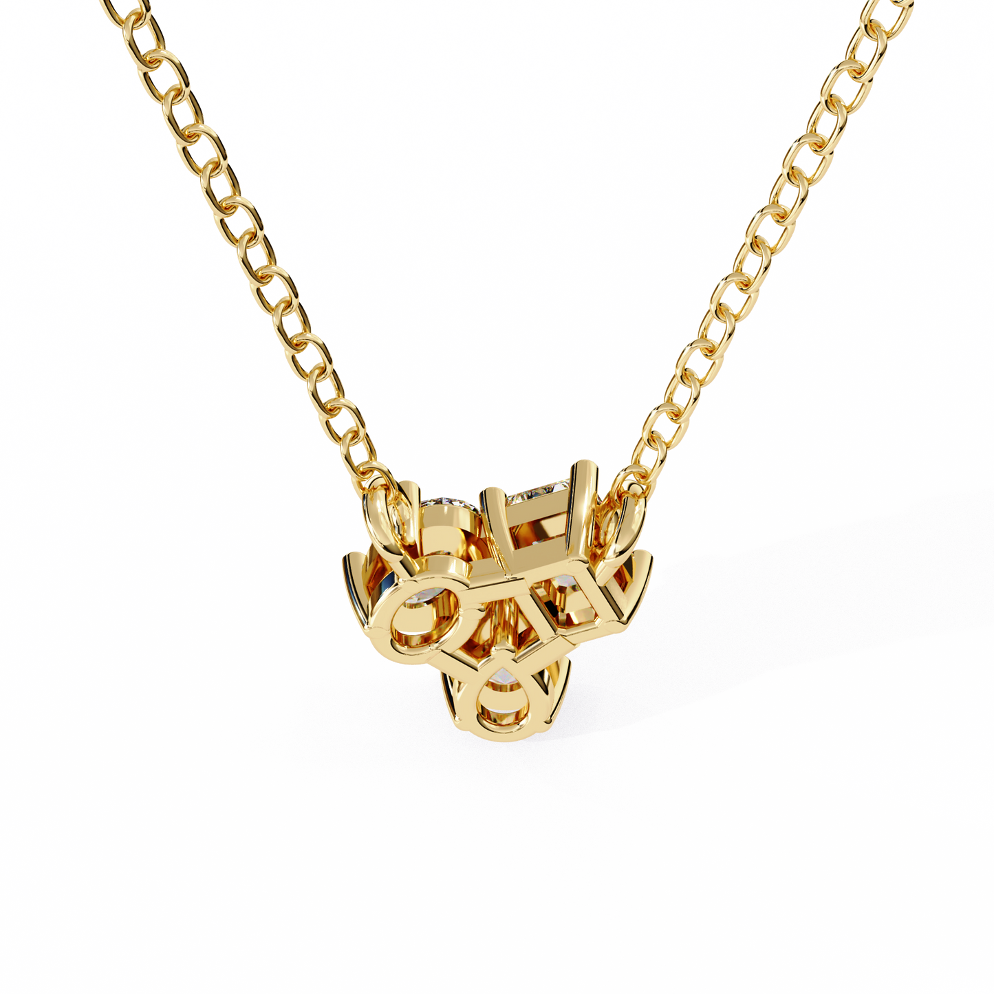 Lab Grown 3 Stone Diamond Pendant In 14K Gold