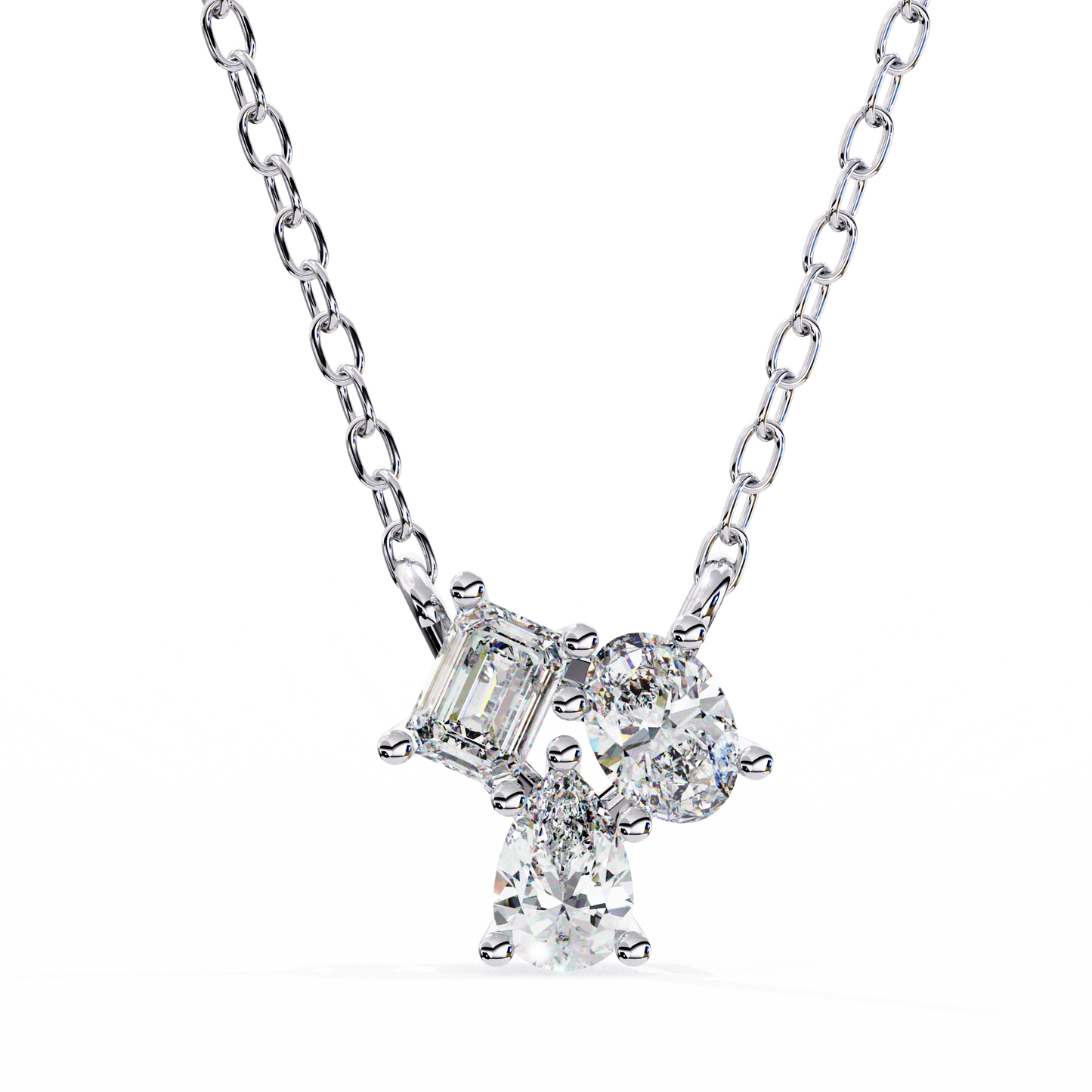 Lab Grown 3 Stone Diamond Pendant In 14K Gold