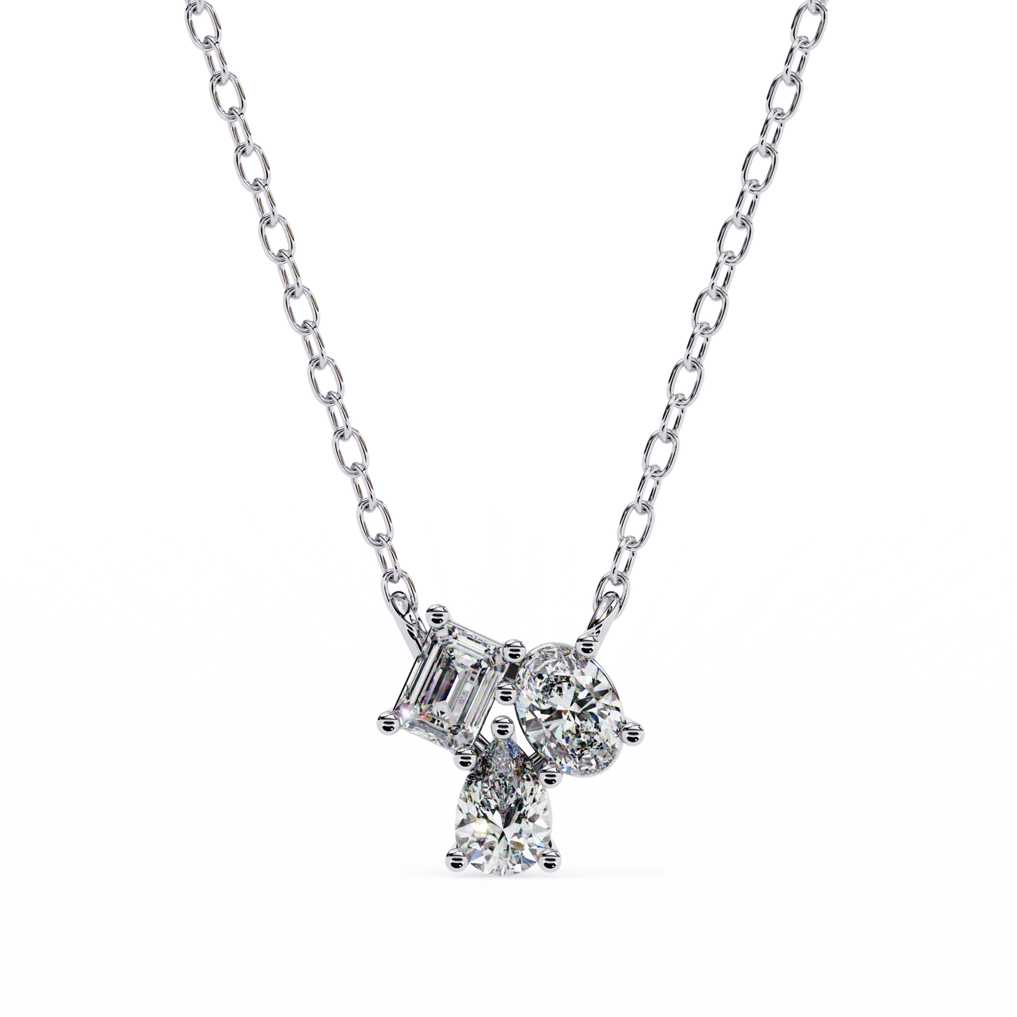 Lab Grown 3 Stone Diamond Pendant In 14K Gold