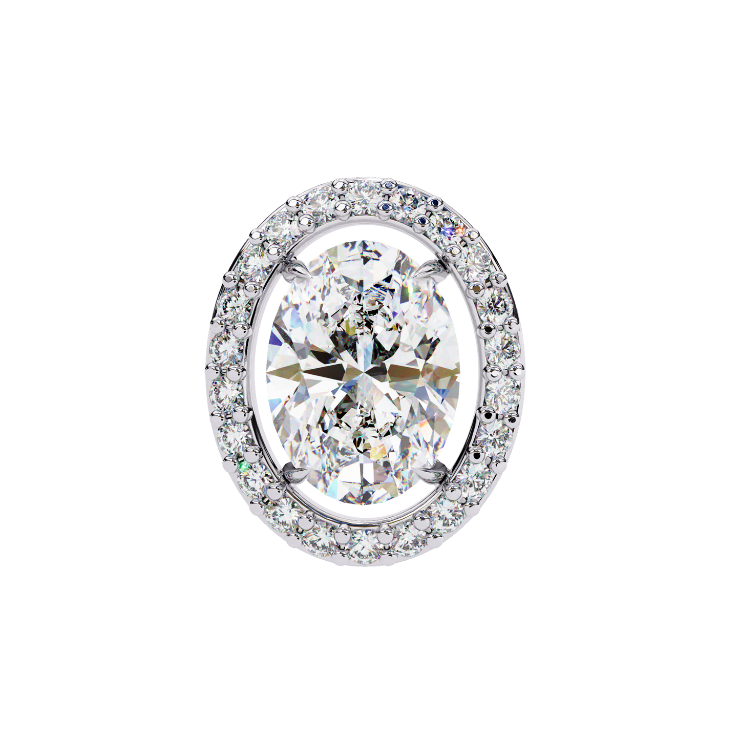 LGD Solitaire Ear Studs Oval Stone (1.94ct Pair) In 14K Gold