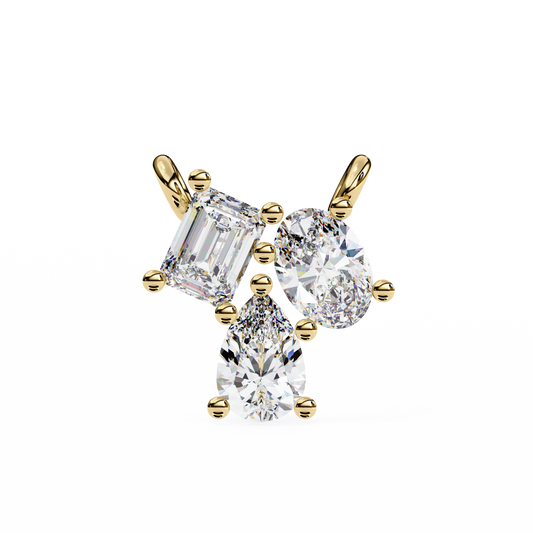 Lab Grown 3 Stone Diamond Pendant In 14K Gold