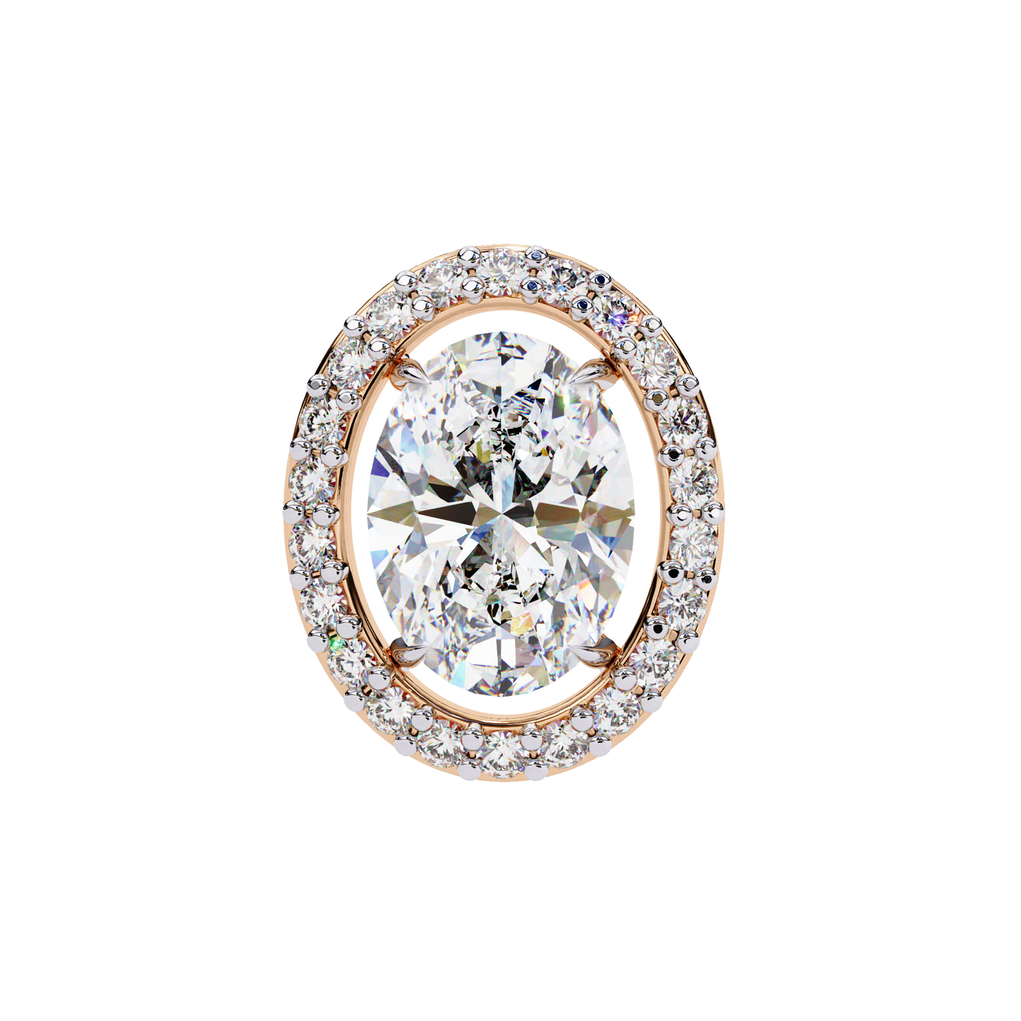 LGD Solitaire Ear Studs Oval Stone (1.94ct Pair) In 14K Gold