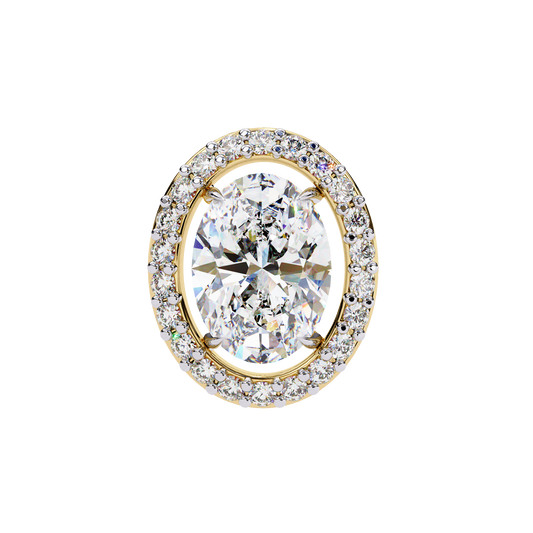 LGD Solitaire Ear Studs Oval Stone (1.94ct Pair) In 14K Gold