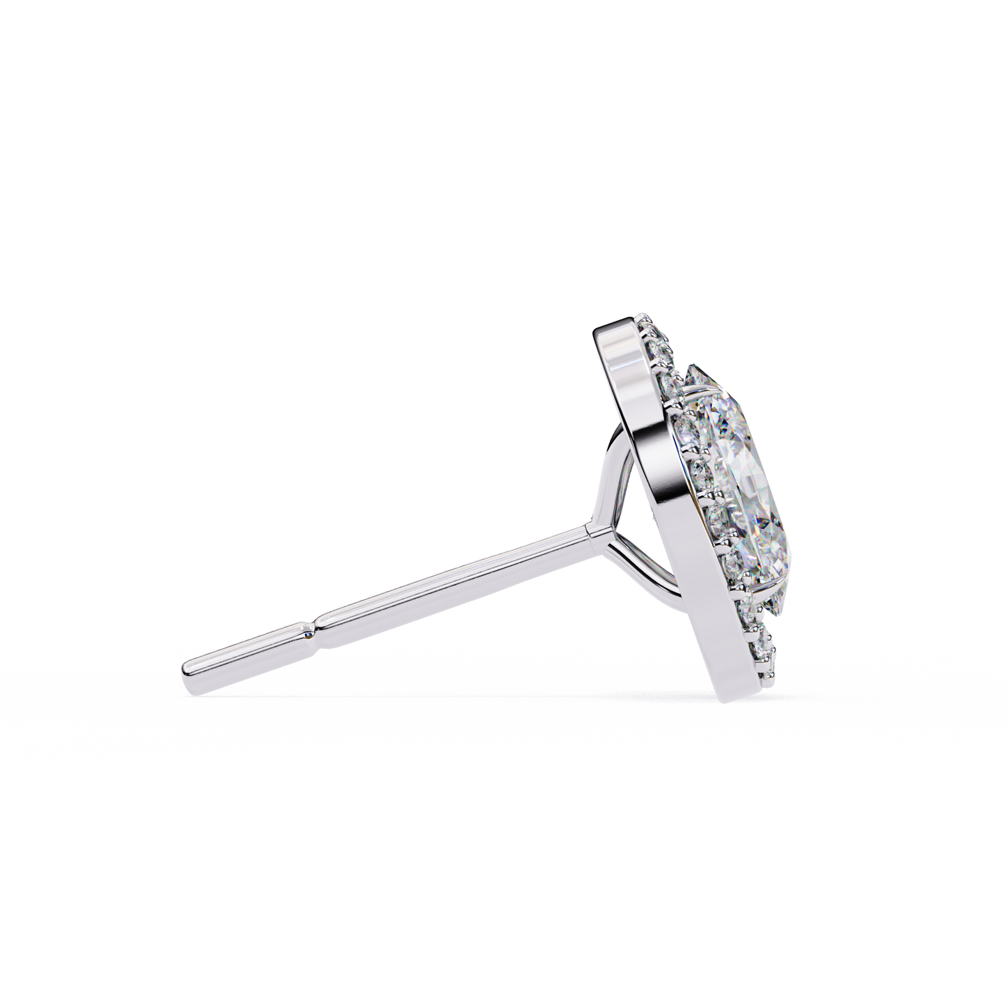 LGD Solitaire Ear Studs Oval Stone (1.94ct Pair) In 14K Gold