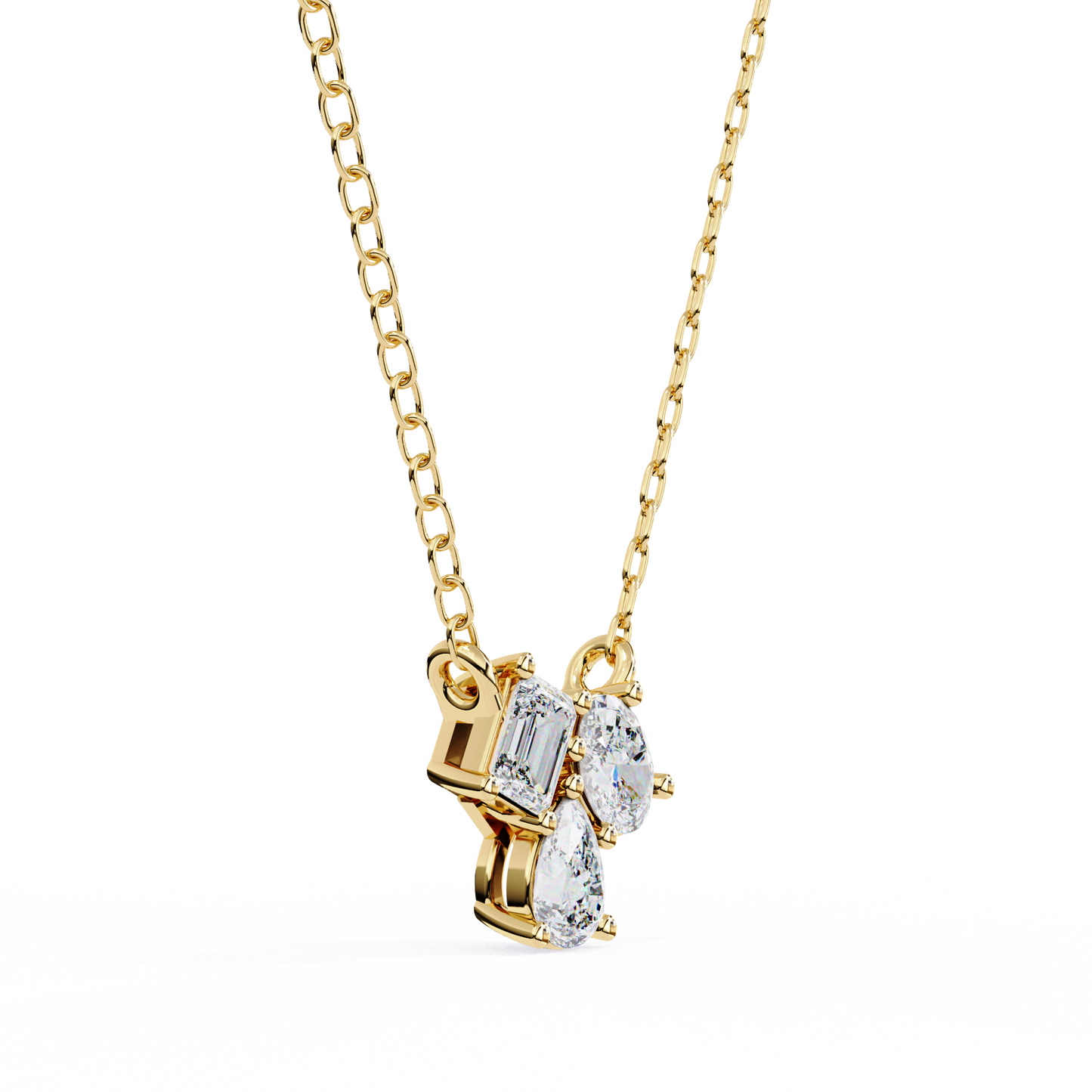Lab Grown 3 Stone Diamond Pendant In 14K Gold