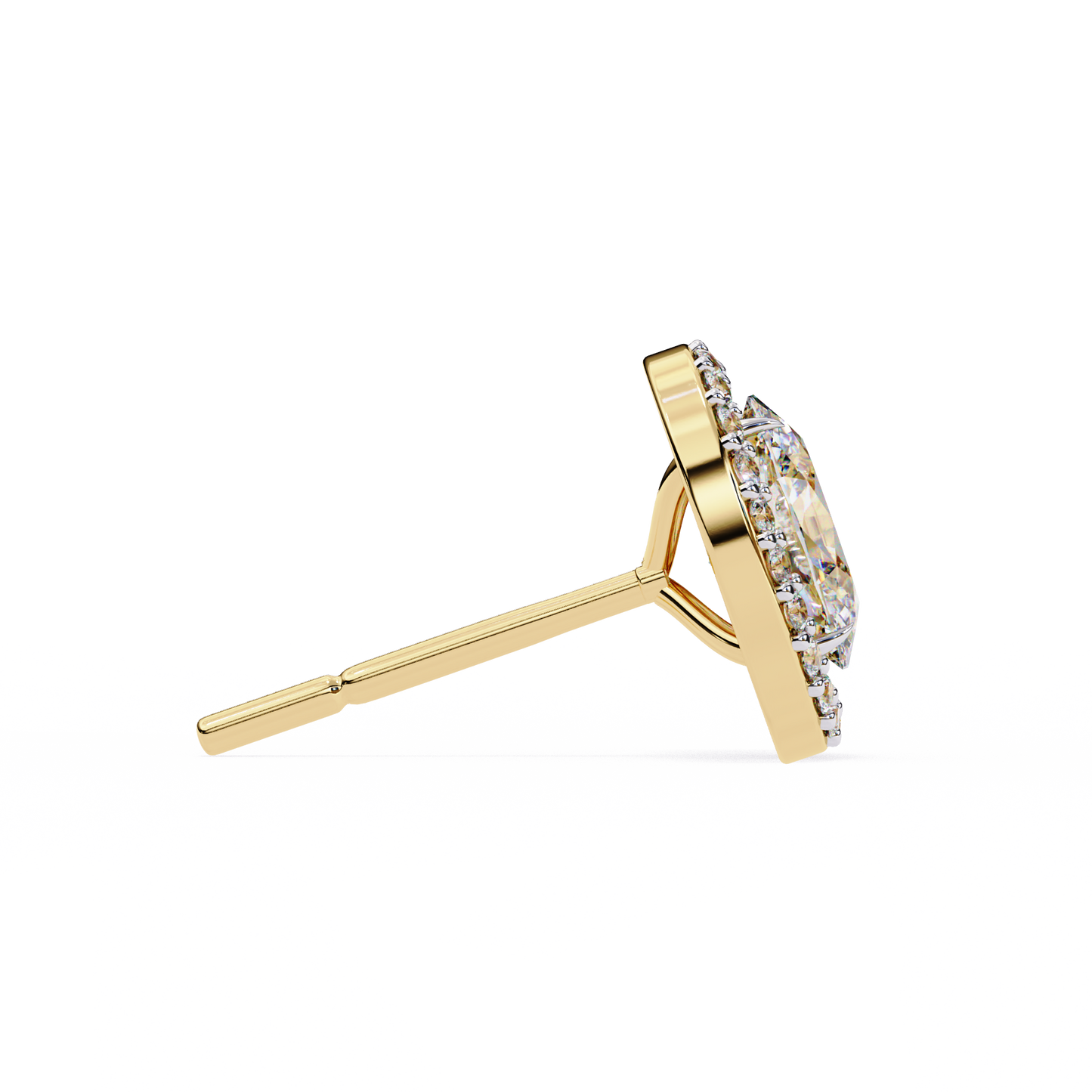 LGD Solitaire Ear Studs Oval Stone (1.94ct Pair) In 14K Gold