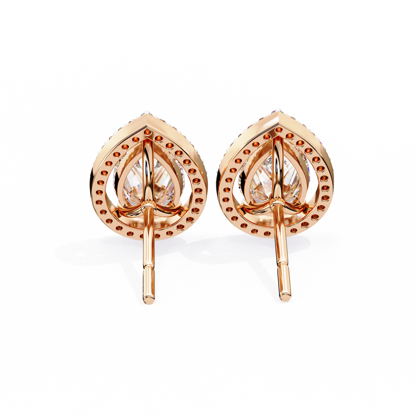 LGD Solitaire Ear Studs Pear  Stone (1.66ct Pair) In 14K Gold
