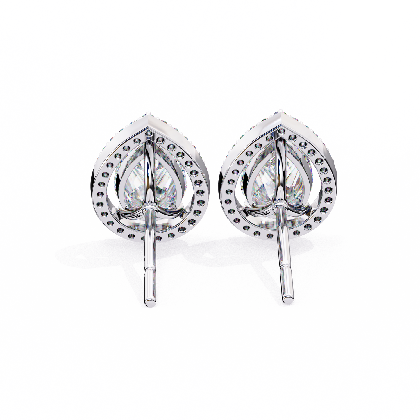 LGD Solitaire Ear Studs Pear  Stone (1.66ct Pair) In 14K Gold