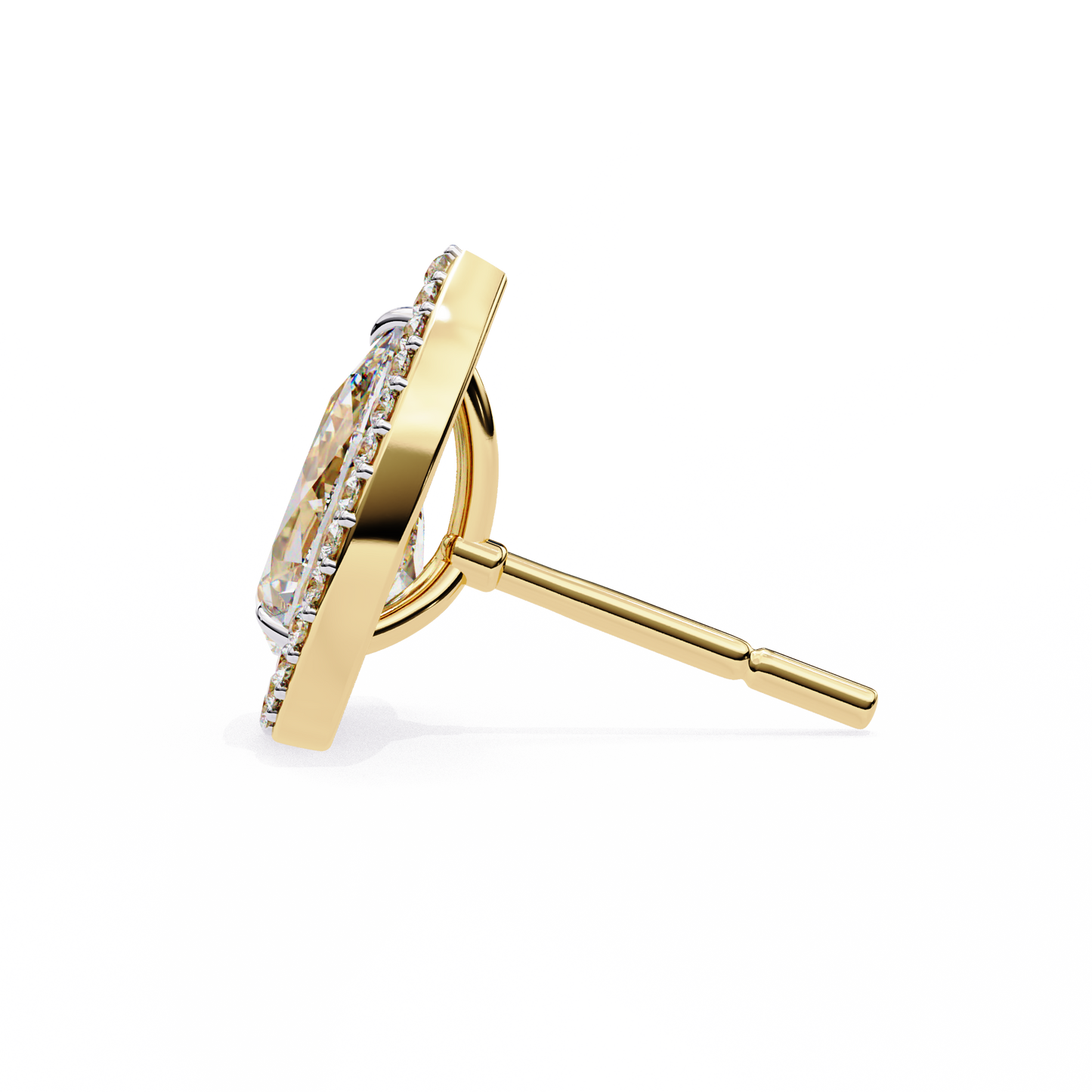 LGD Solitaire Ear Studs Pear  Stone (1.66ct Pair) In 14K Gold