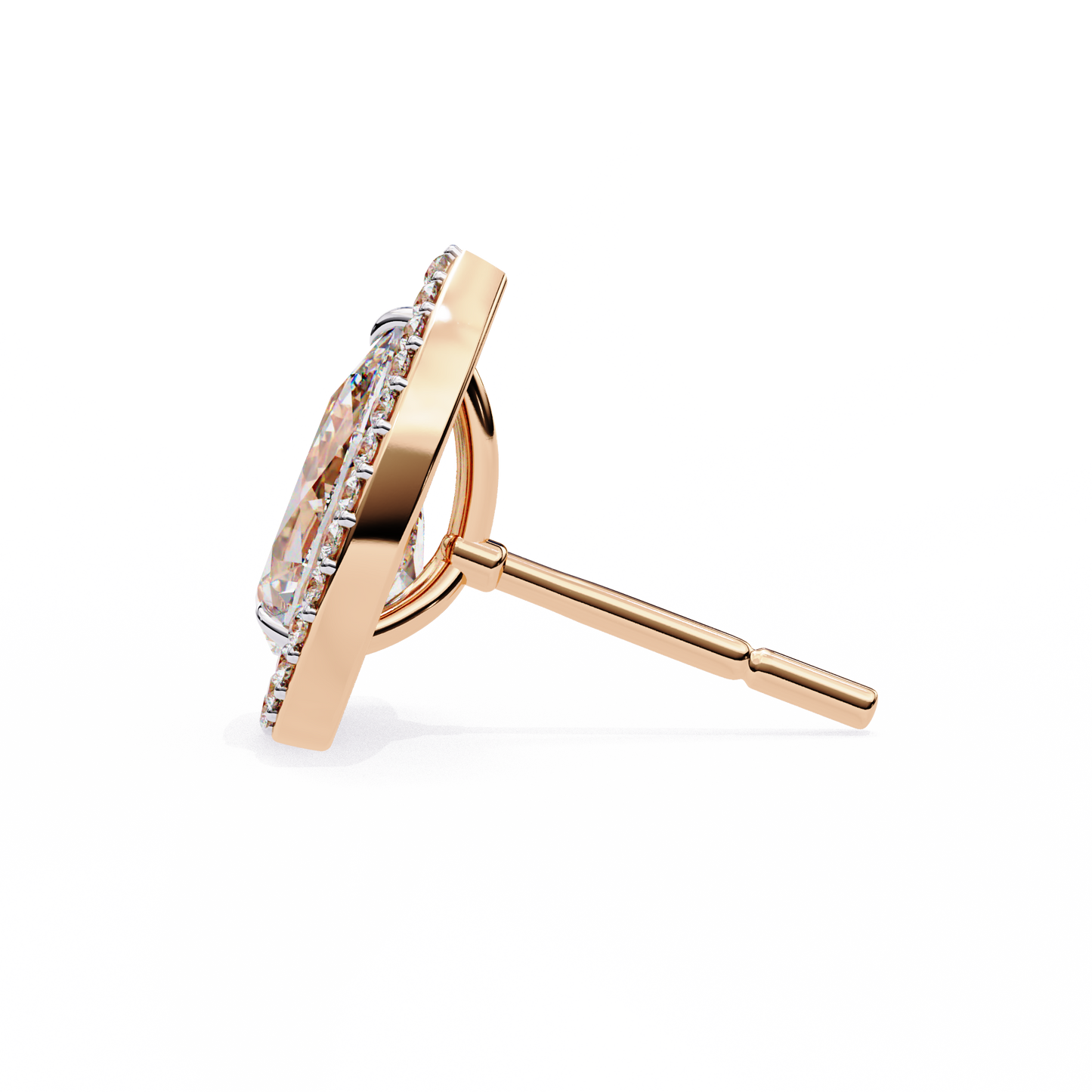 LGD Solitaire Ear Studs Pear  Stone (1.66ct Pair) In 14K Gold