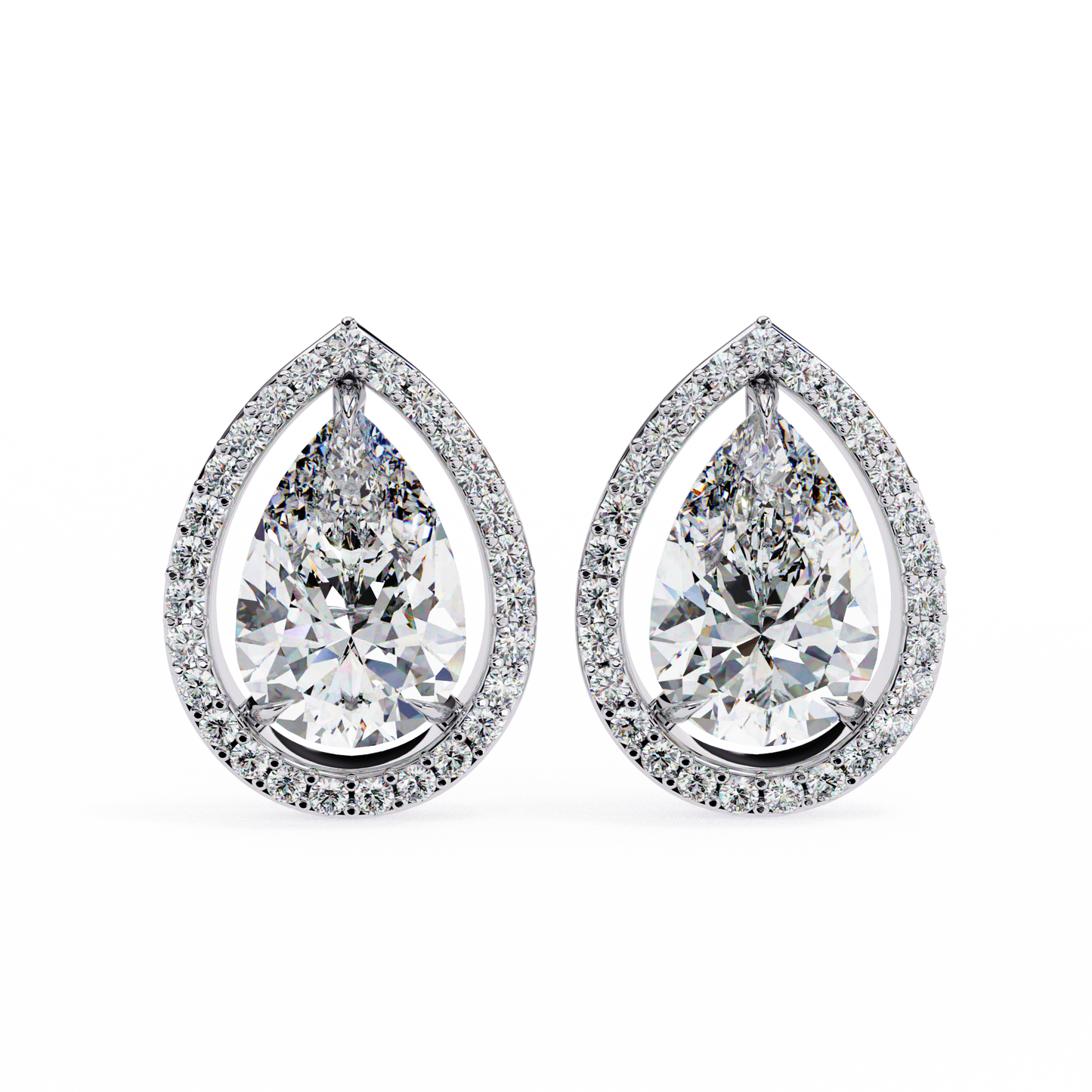 LGD Solitaire Ear Studs Pear  Stone (1.66ct Pair) In 14K Gold