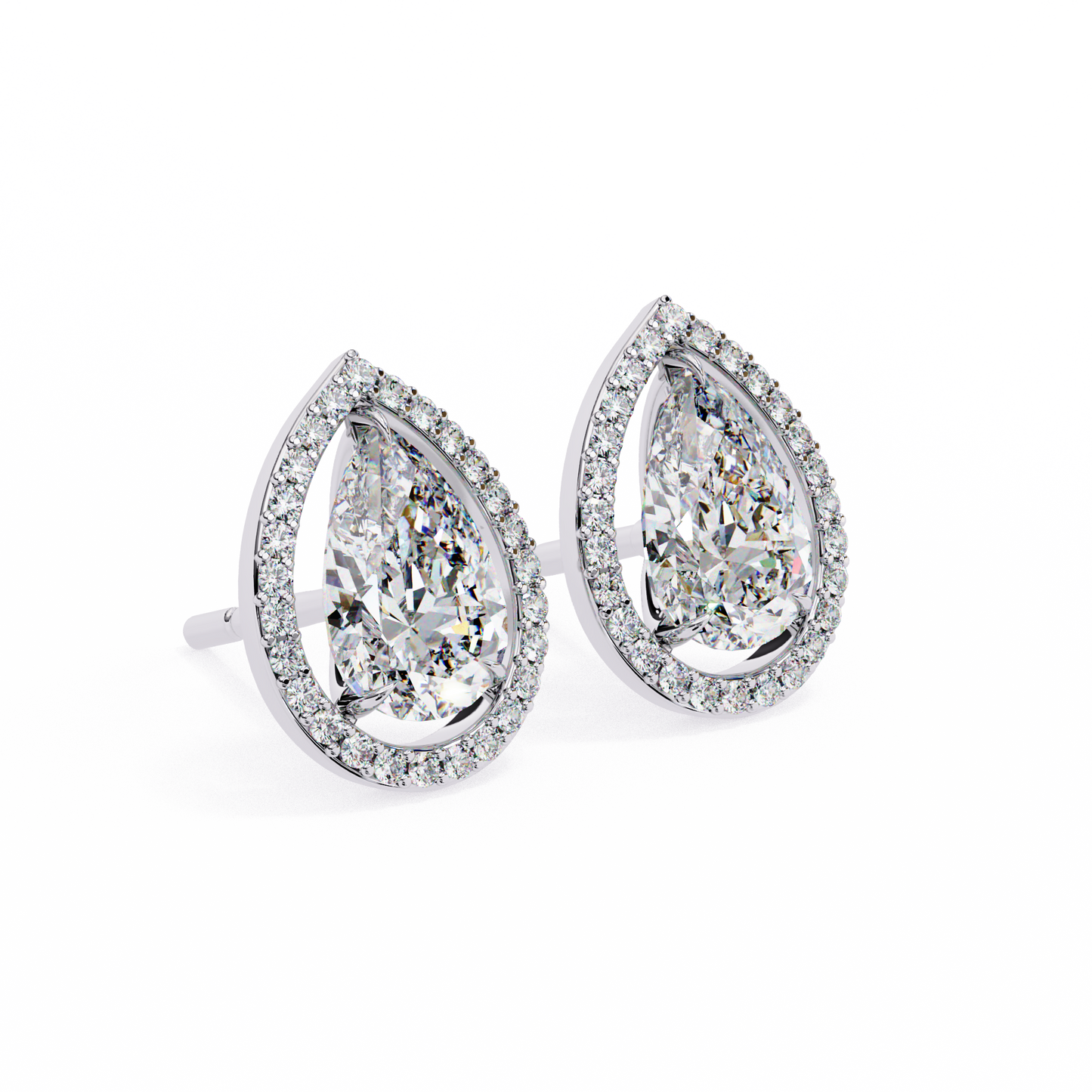 LGD Solitaire Ear Studs Pear  Stone (1.66ct Pair) In 14K Gold