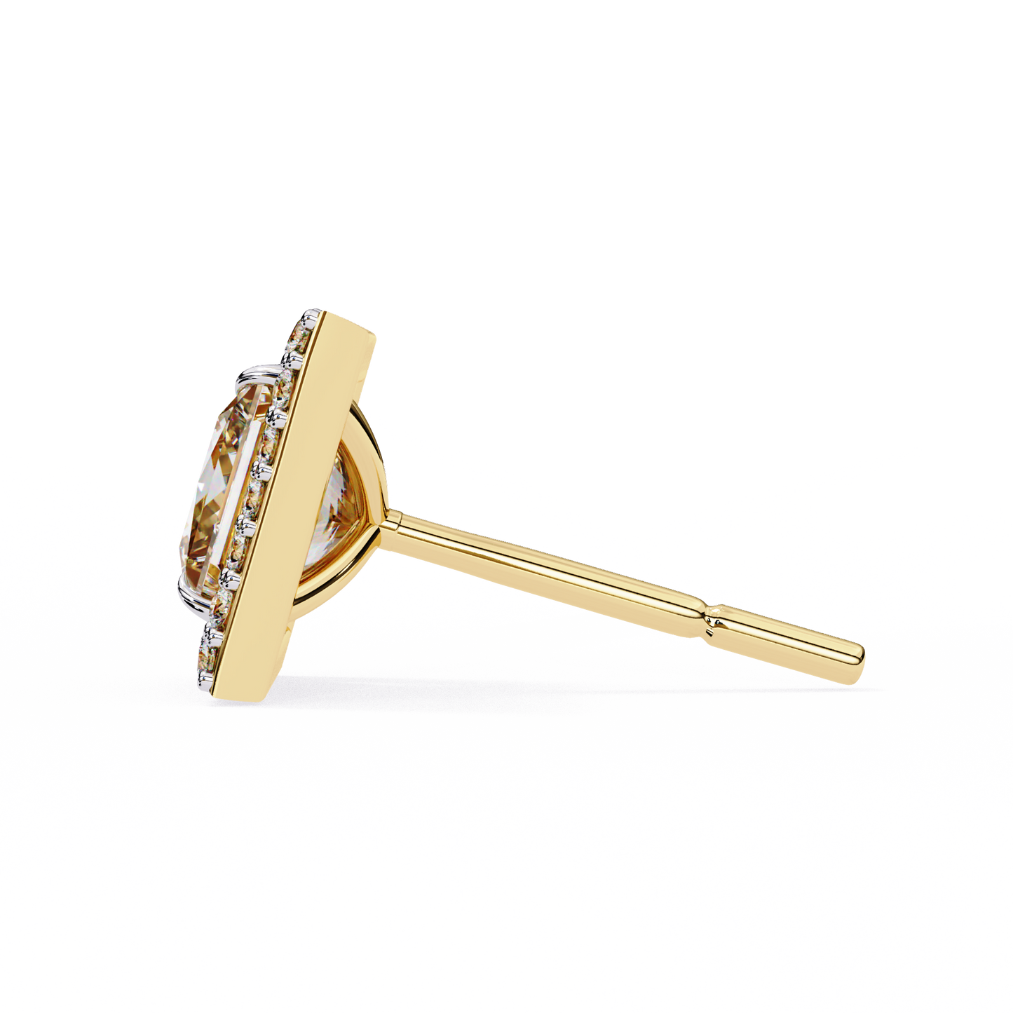 LGD Solitaire Ear Studs Princess Stone (1.66ct Pair) In 14K Gold