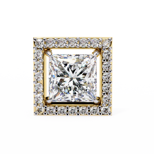 LGD Solitaire Ear Studs Princess Stone (1.66ct Pair) In 14K Gold