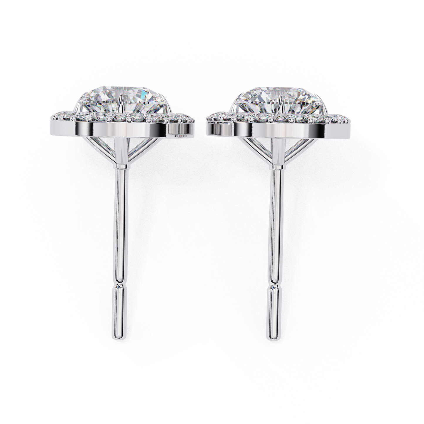 Lab Grown Diamond Ear Studs Round Stone (1.84ct Pair) In 14K Gold