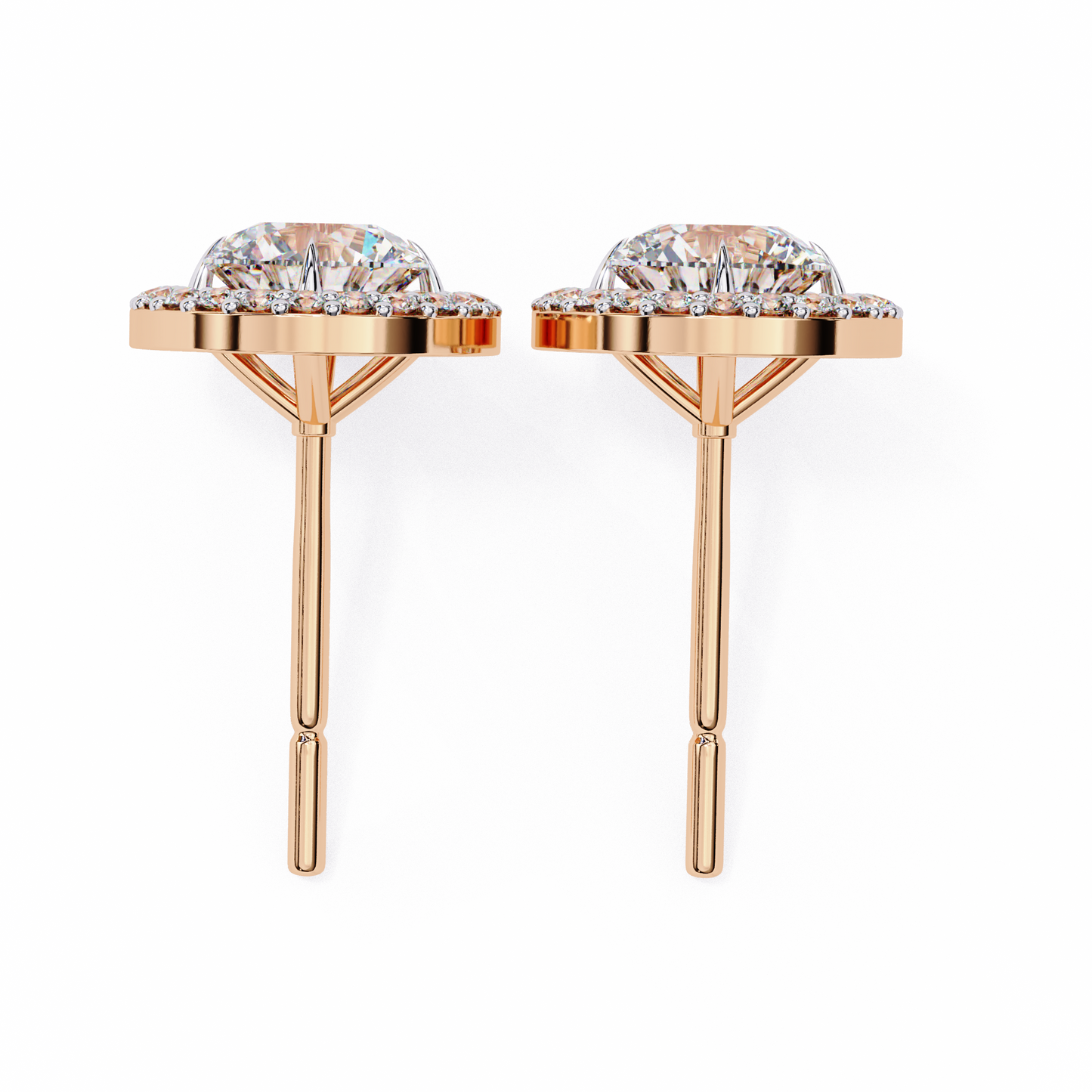 LGD Solitaire Ear Studs Oval Stone (1.94ct Pair) In 14K Gold