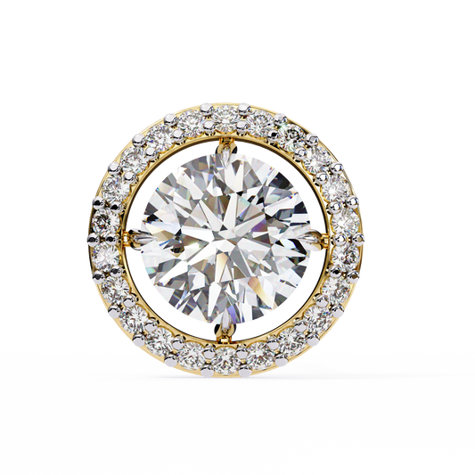 LGD Ear Studs Round  Stone (1.84ct Pair) In 14K Gold