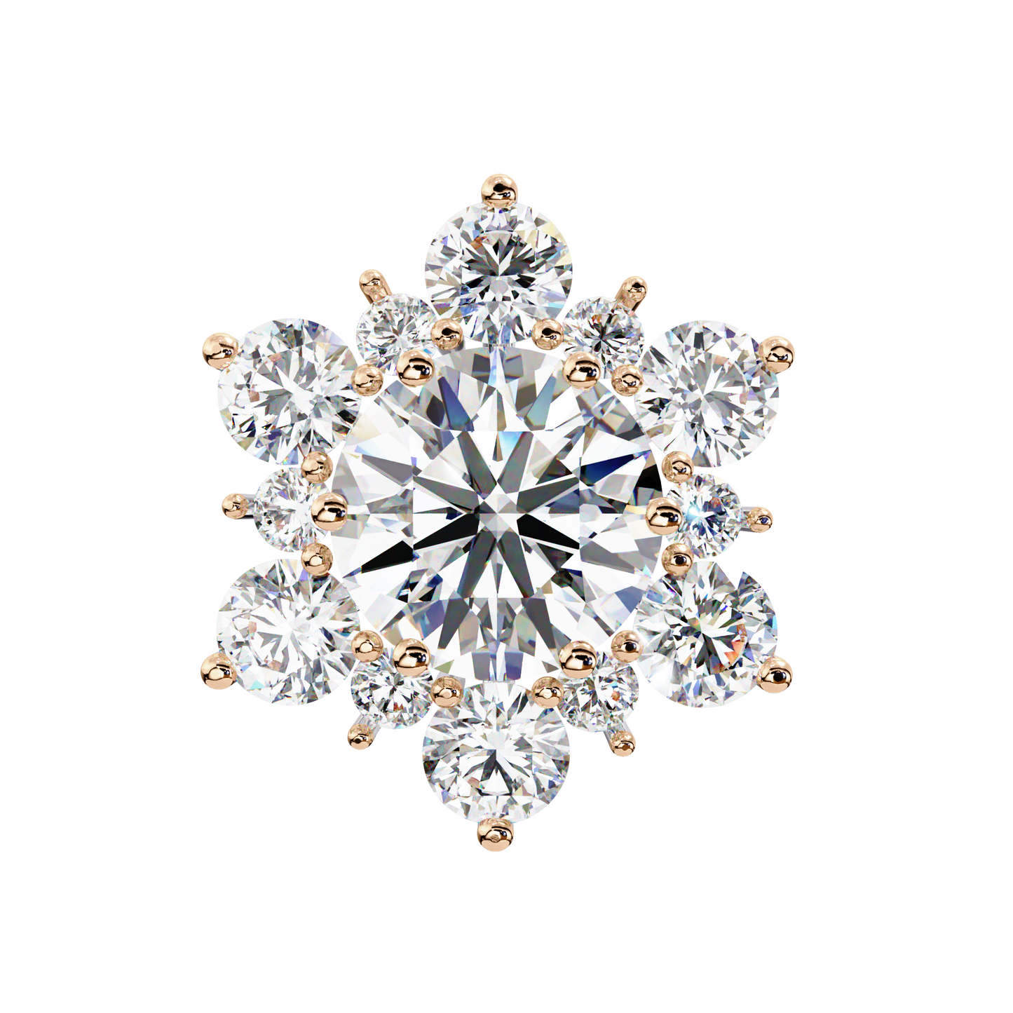 LGD Solitaire Ear Studs Round Stone (0.72ct Pair) In 14K Gold