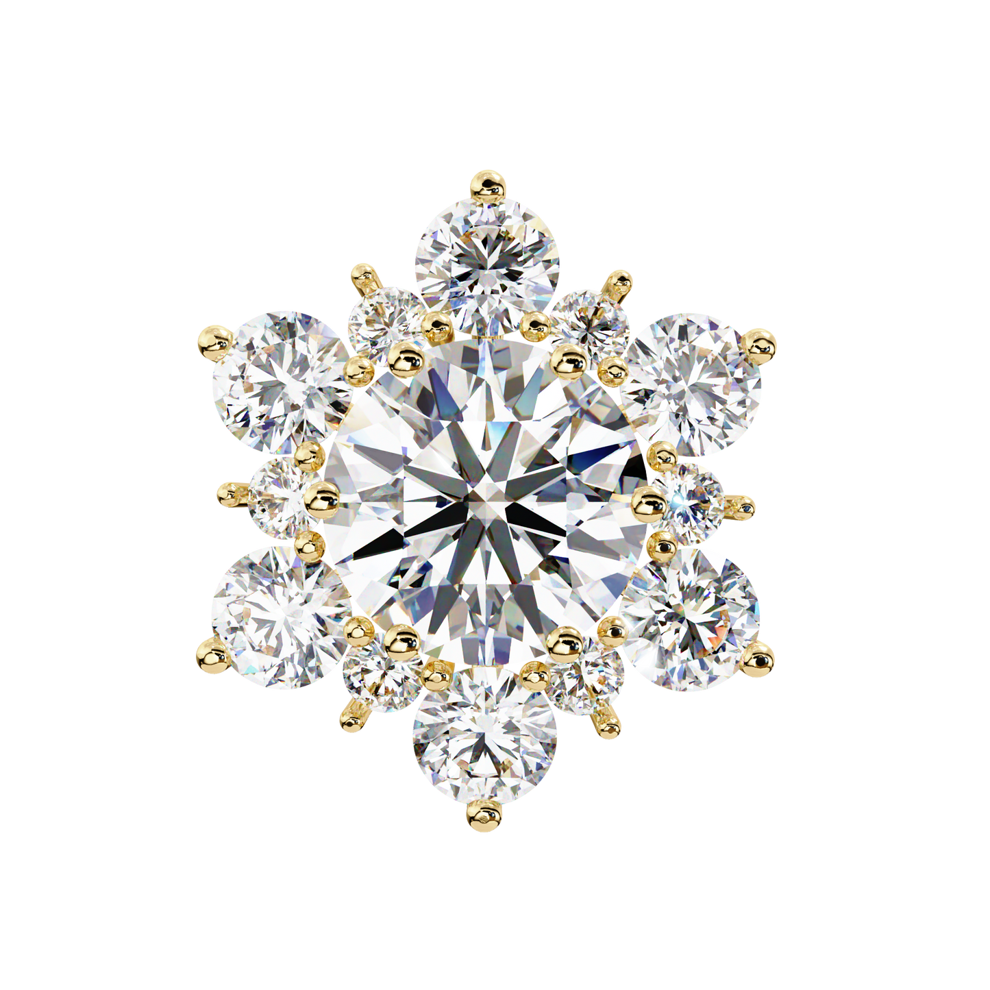 LGD Solitaire Ear Studs Round Stone (0.72ct Pair) In 14K Gold