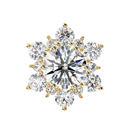 LGD Solitaire Ear Studs Round Stone (0.72ct Pair) In 14K Gold