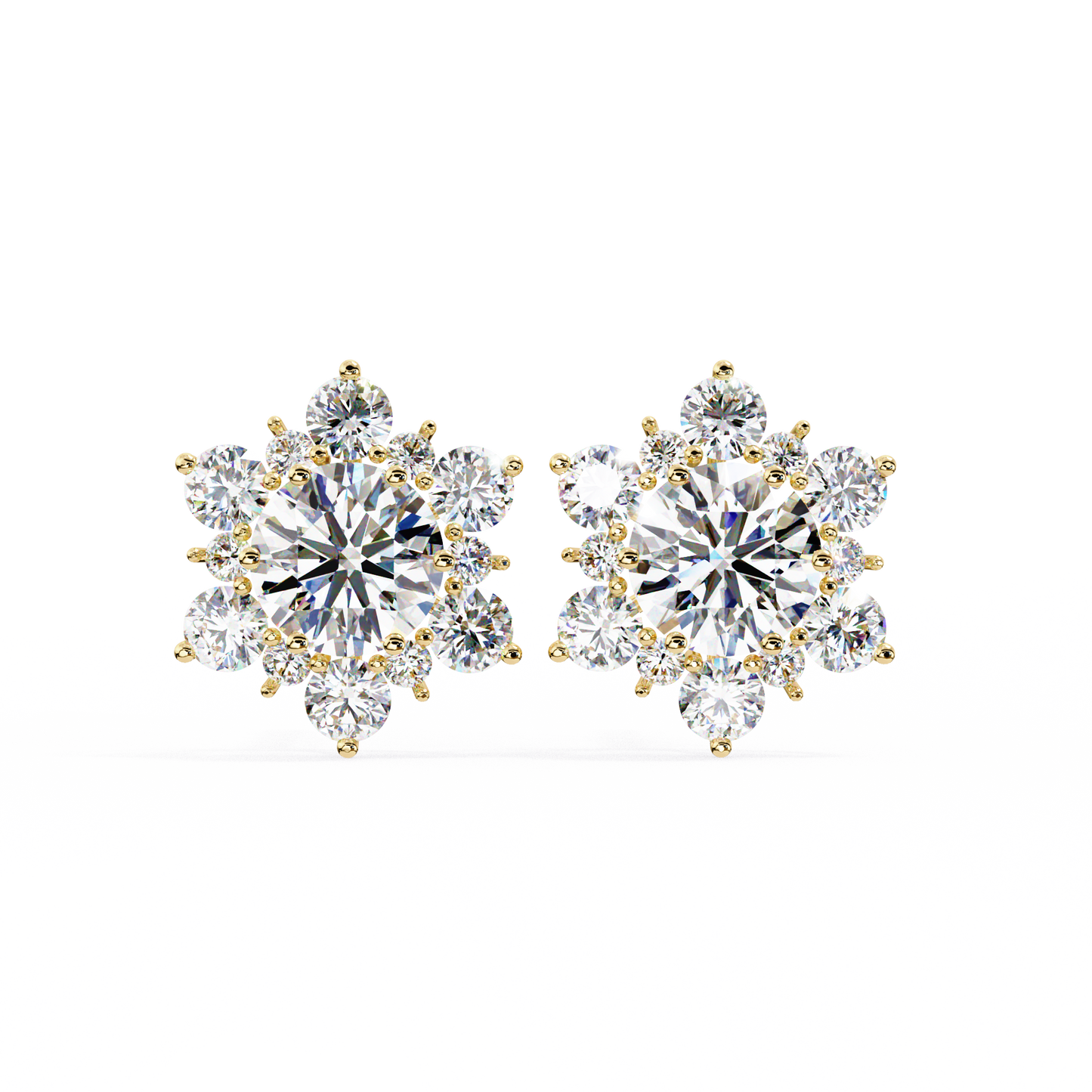 LGD Solitaire Ear Studs Round Stone (0.72ct Pair) In 14K Gold