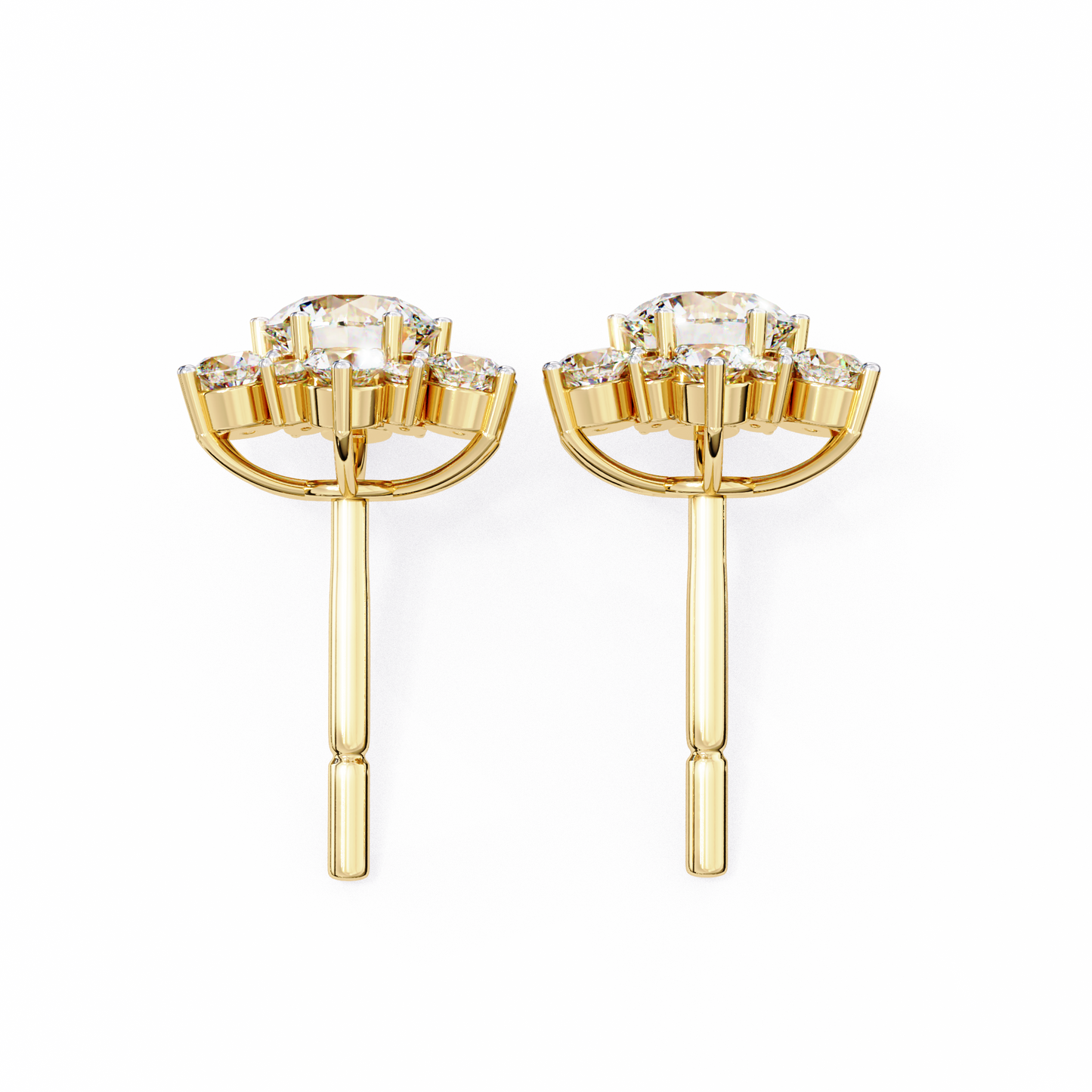 LGD Solitaire Ear Studs Round Stone (0.72ct Pair) In 14K Gold