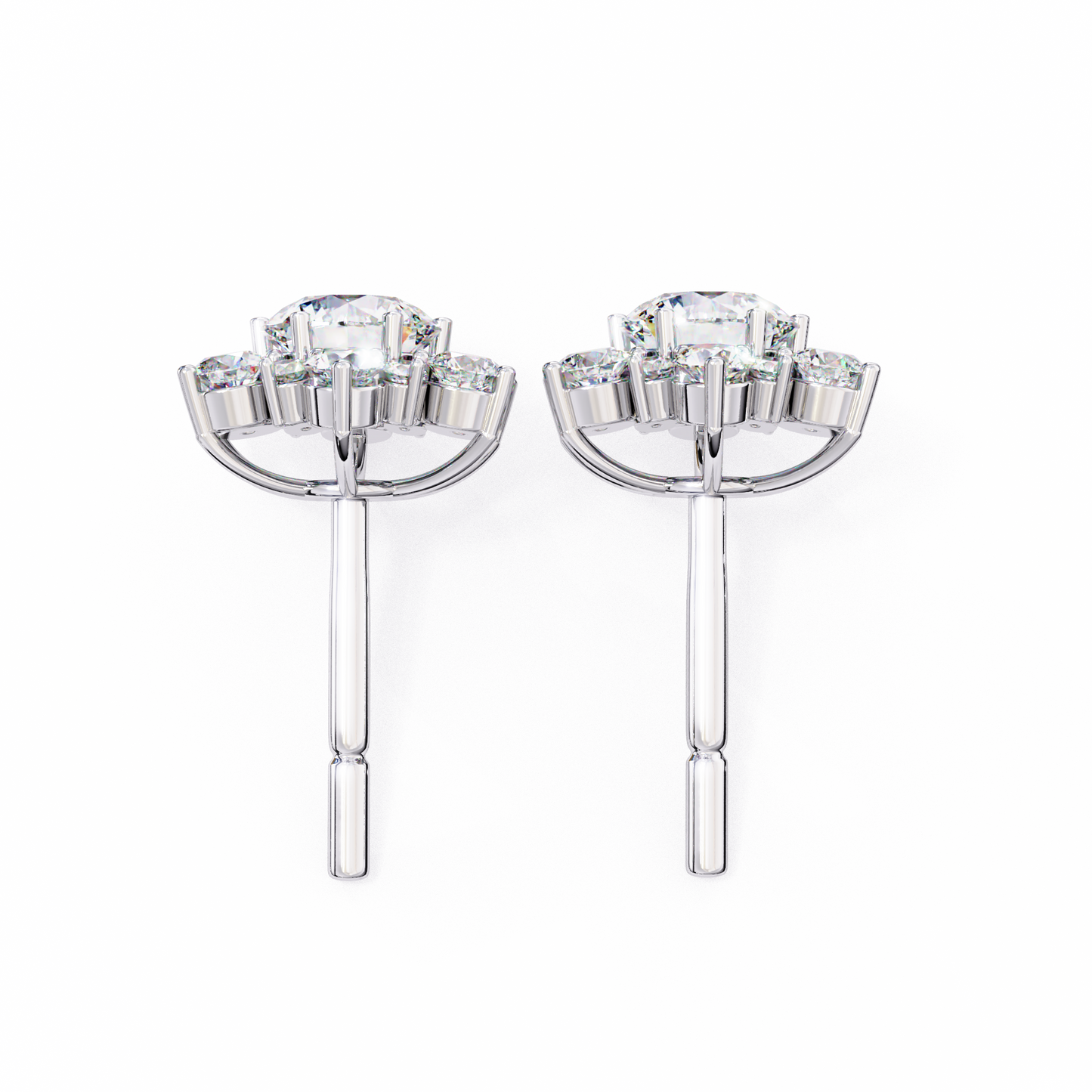 LGD Solitaire Ear Studs Round Stone (0.72ct Pair) In 14K Gold