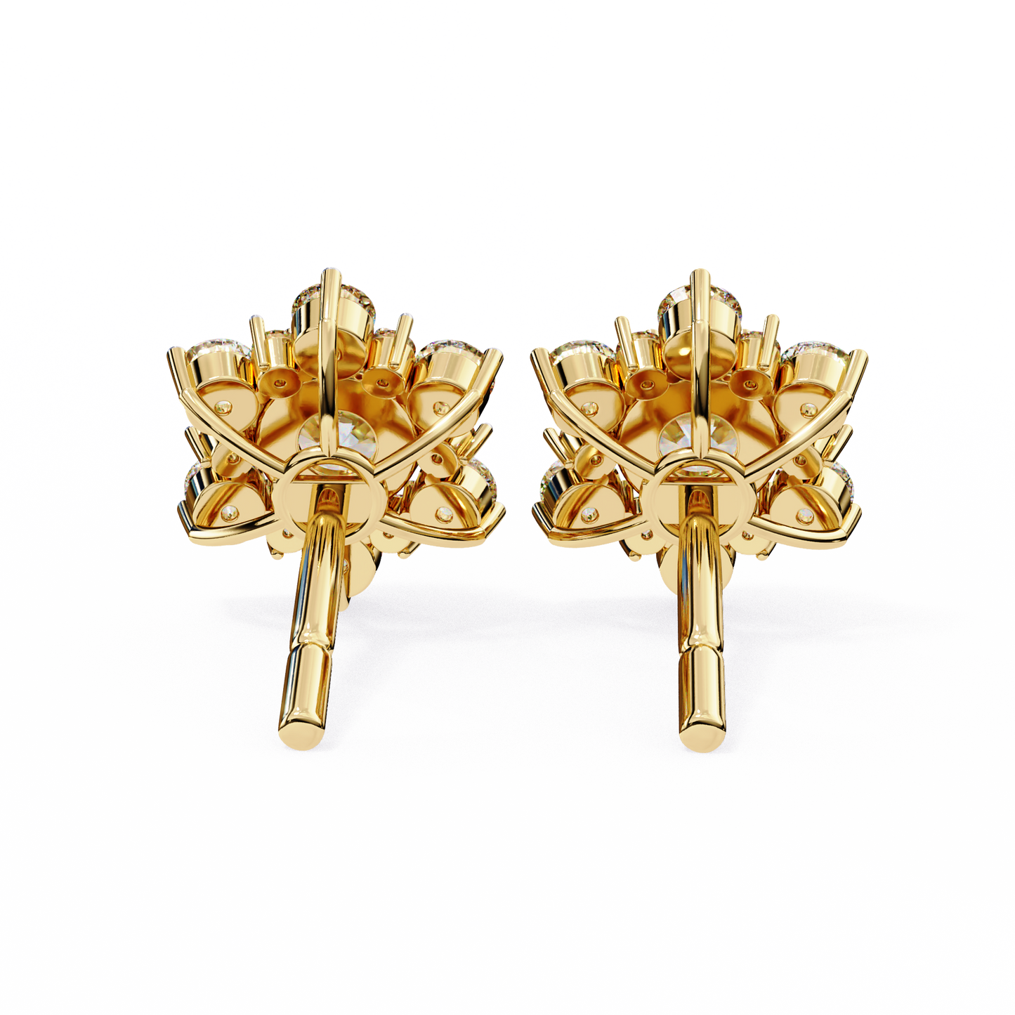 LGD Solitaire Ear Studs Round Stone (0.72ct Pair) In 14K Gold