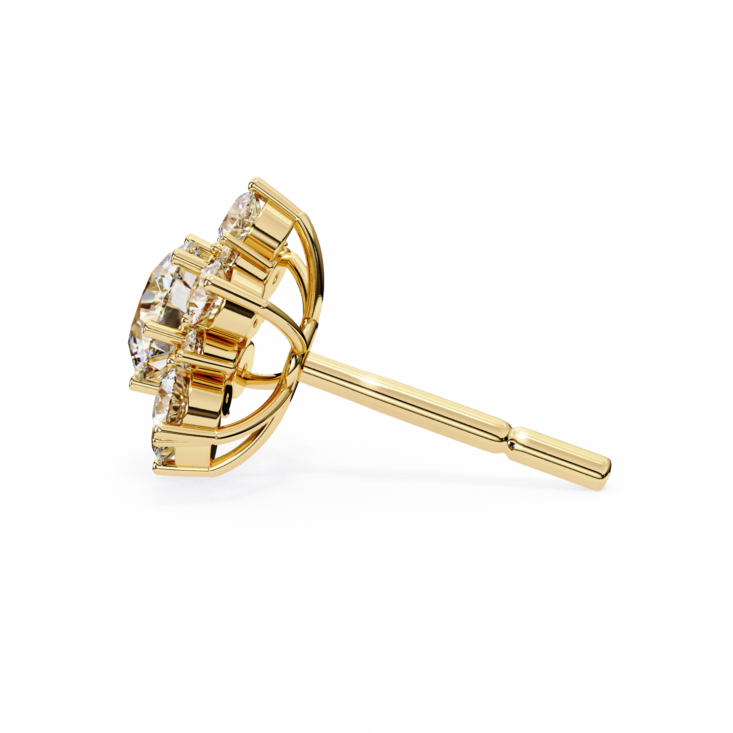 LGD Solitaire Ear Studs Round Stone (0.72ct Pair) In 14K Gold