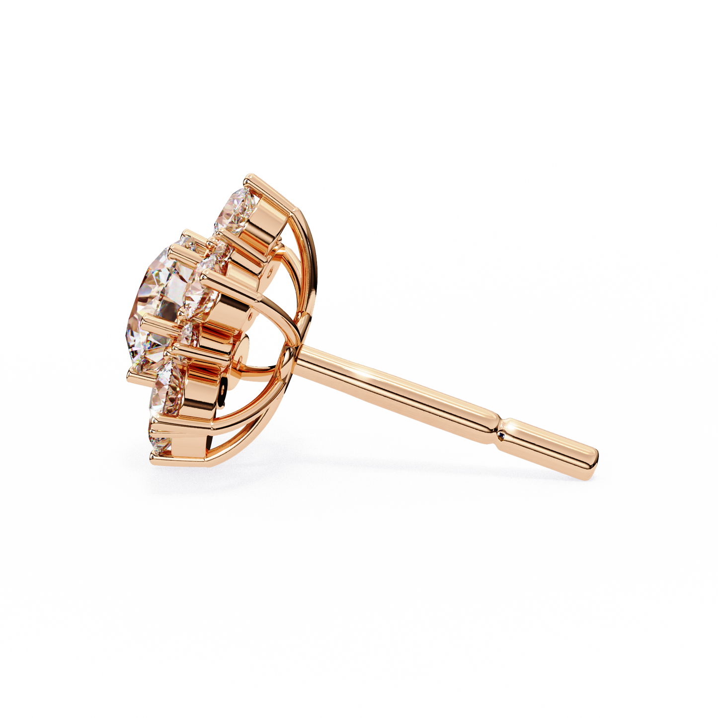 LGD Solitaire Ear Studs Round Stone (0.72ct Pair) In 14K Gold