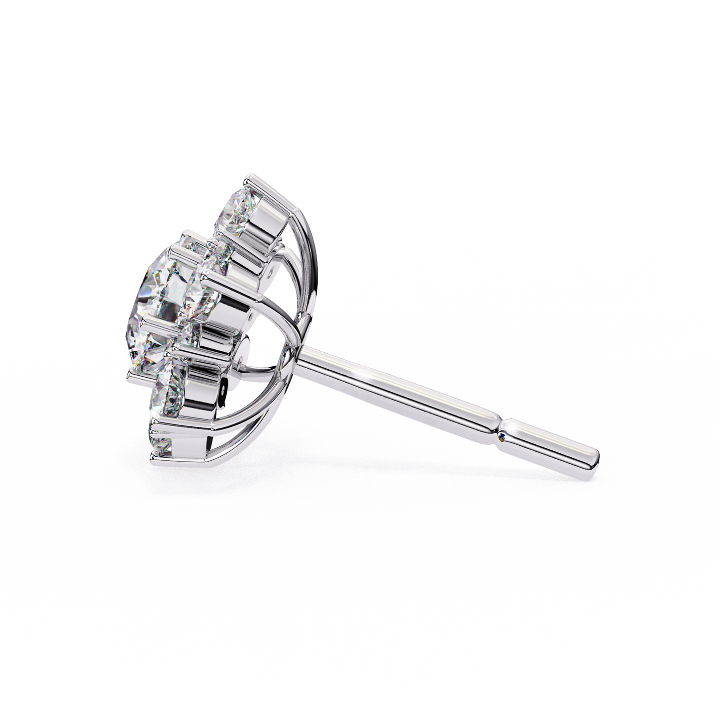 LGD Solitaire Ear Studs Round Stone (0.72ct Pair) In 14K Gold