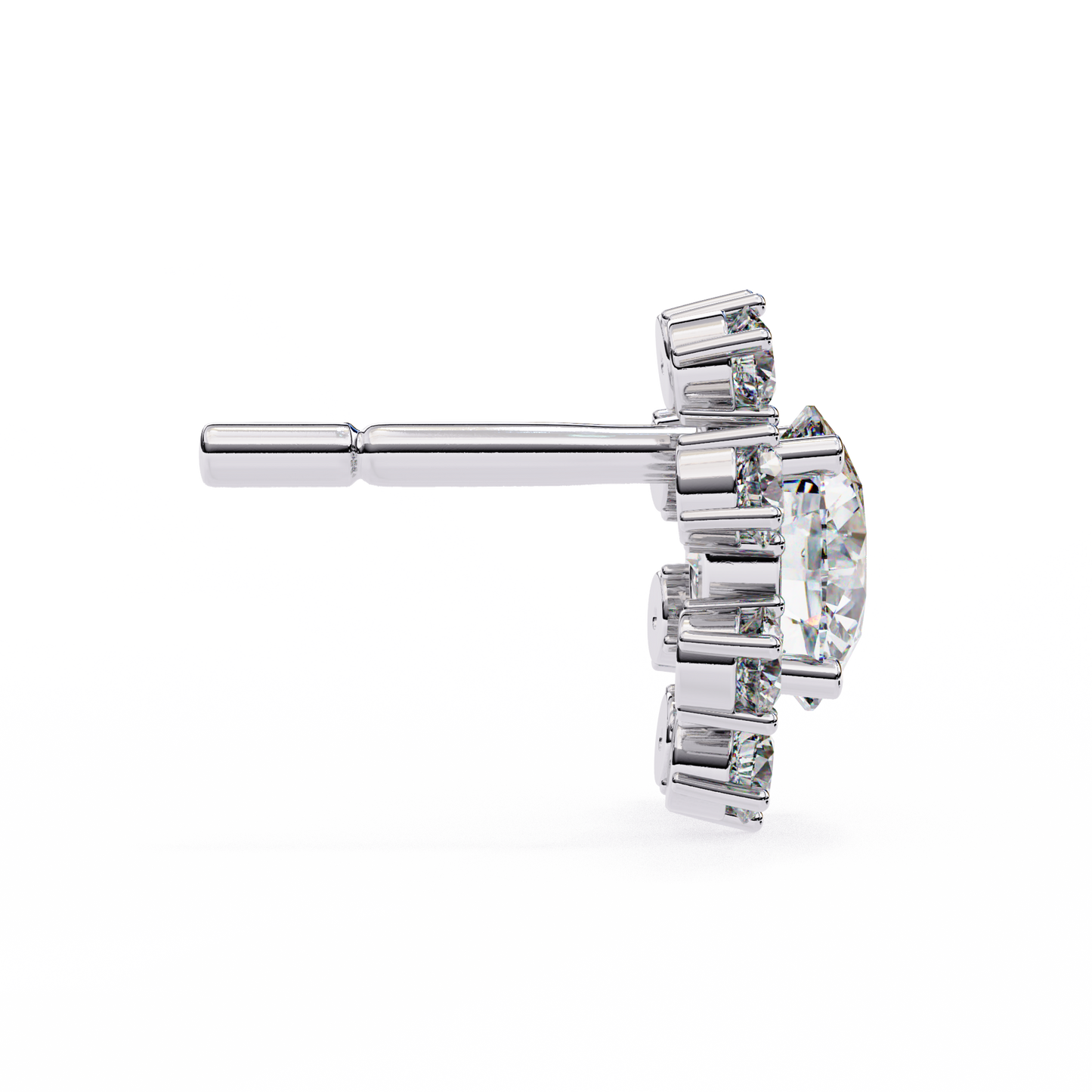 LGD Ear Studs Round  Stone (1.22ct Pair) In 14K Gold