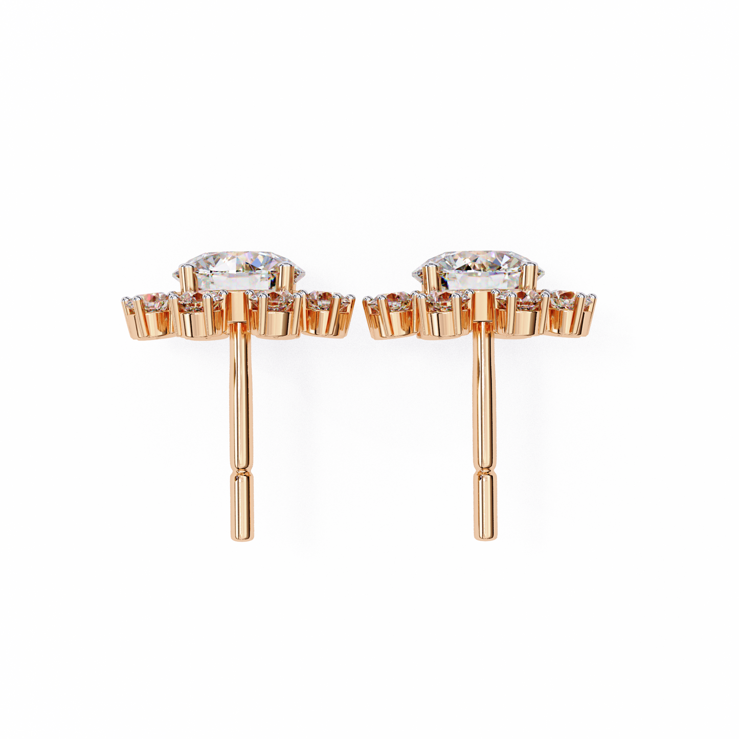 LGD Ear Studs Round  Stone (1.22ct Pair) In 14K Gold