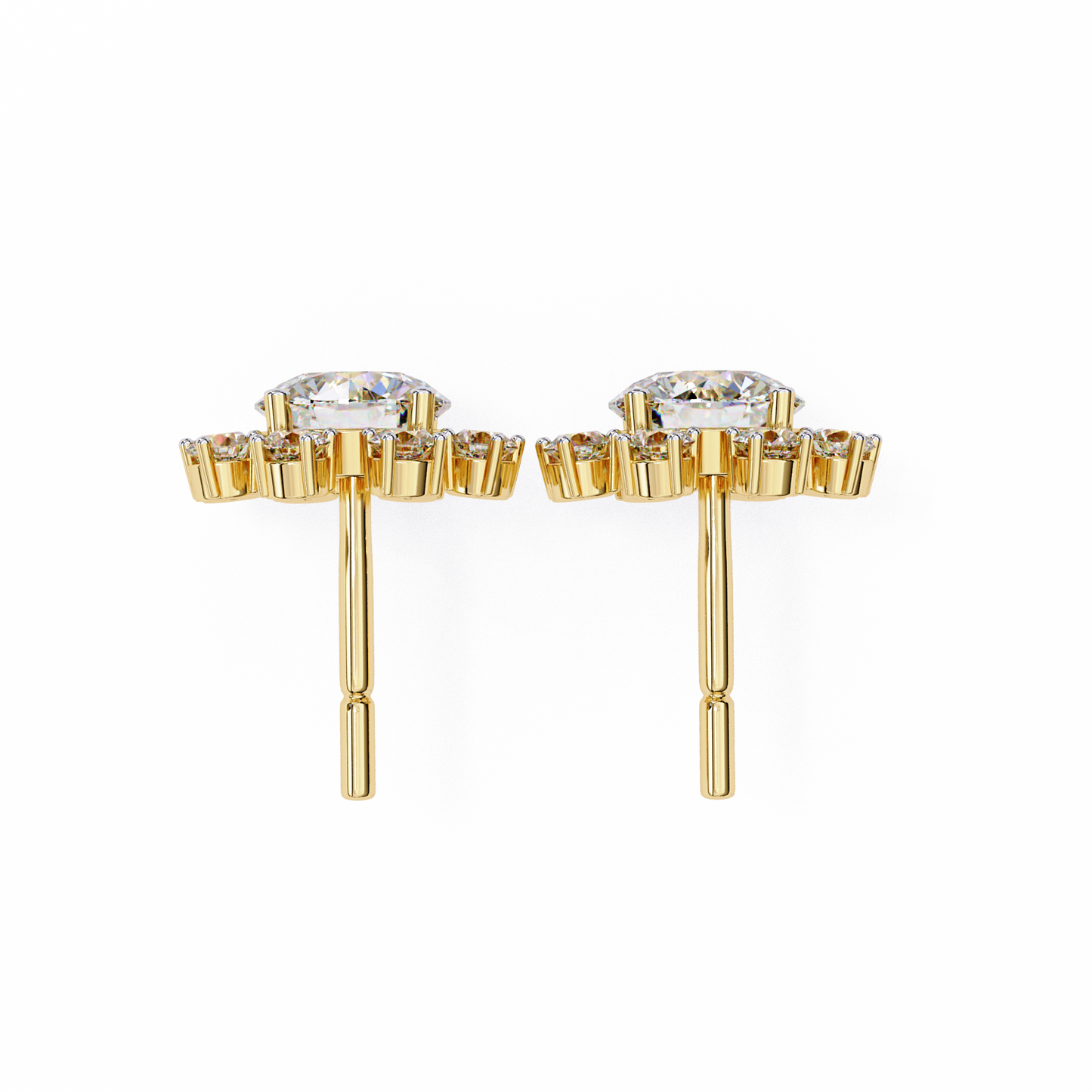LGD Ear Studs Round  Stone (1.22ct Pair) In 14K Gold