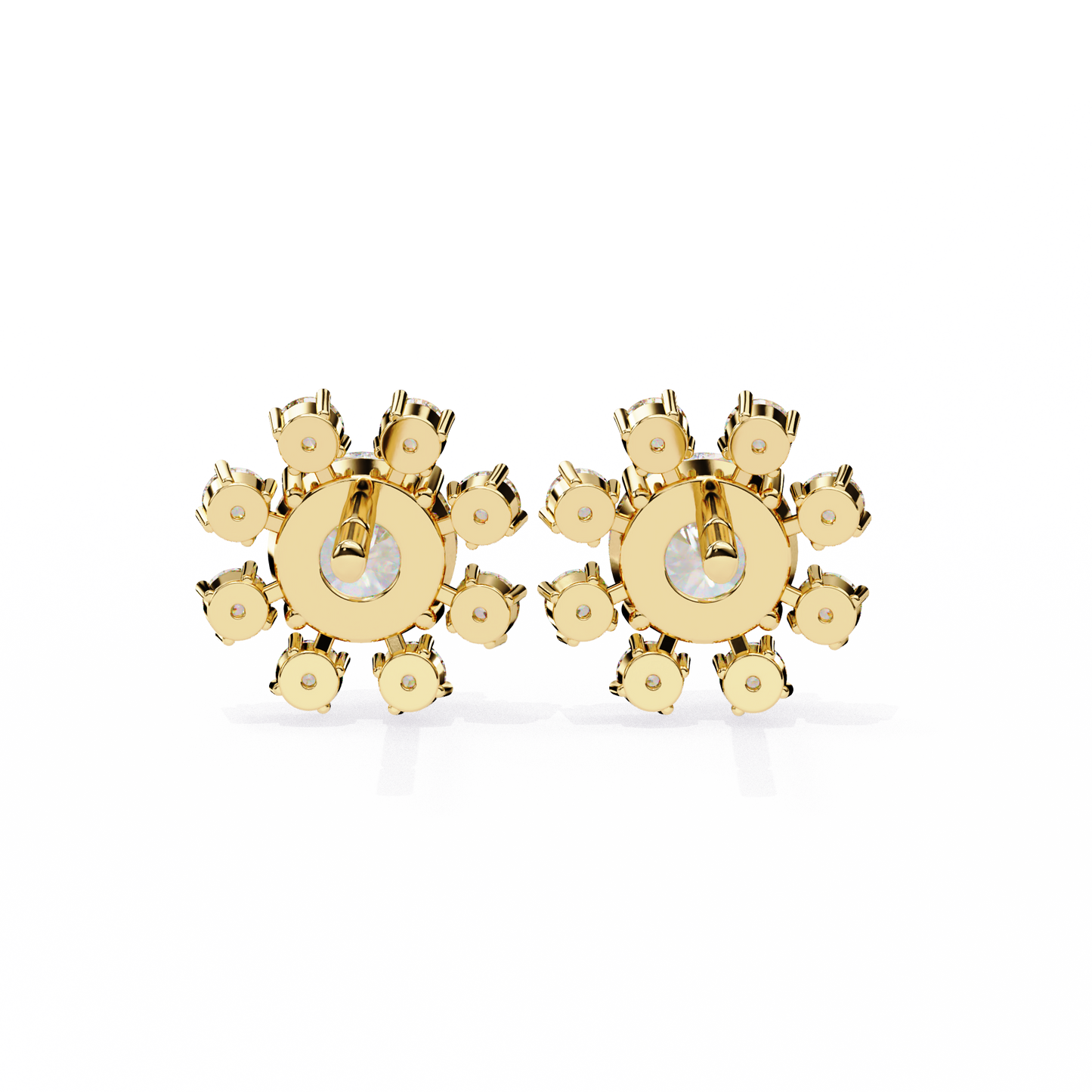 LGD Ear Studs Round  Stone (1.22ct Pair) In 14K Gold