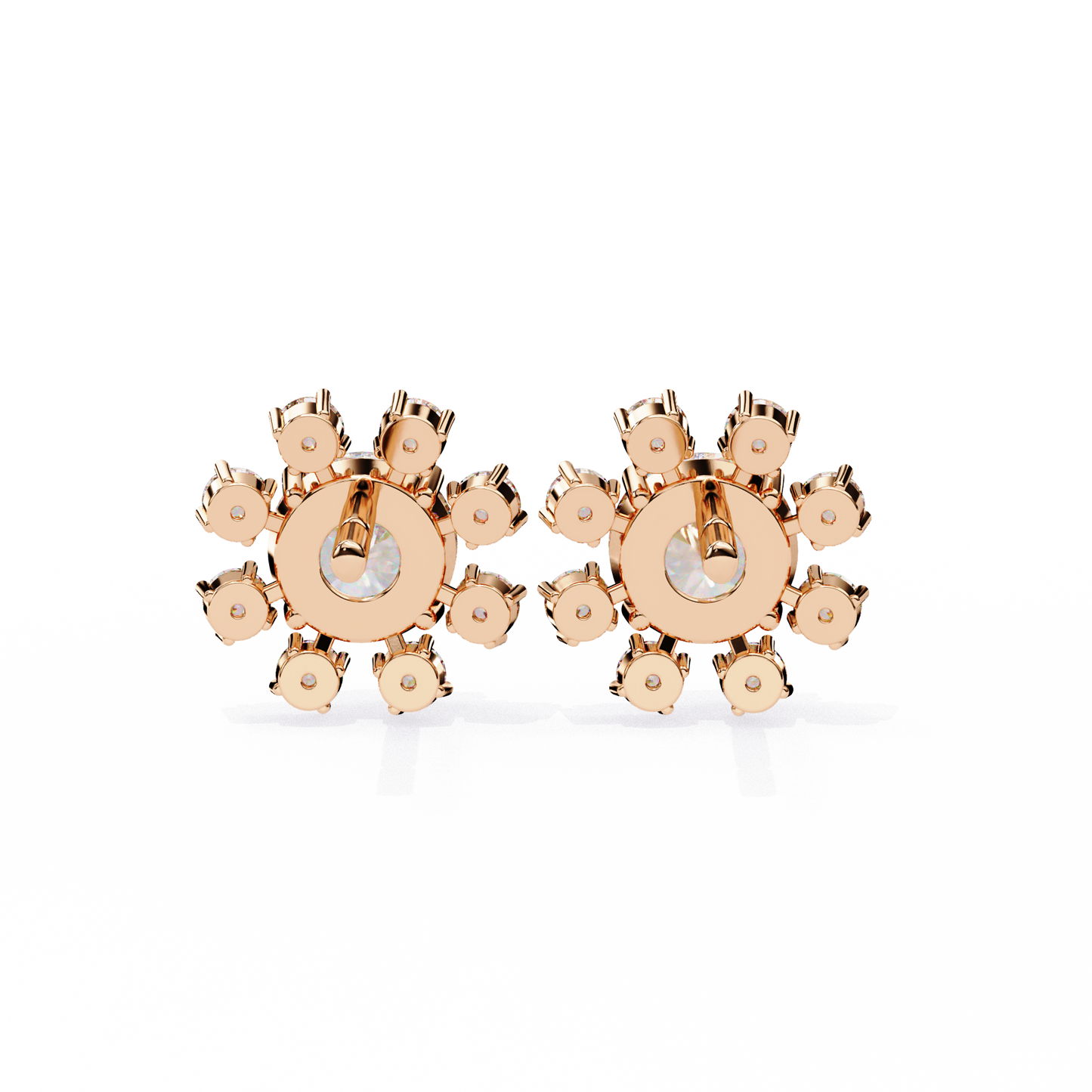 LGD Ear Studs Round  Stone (1.22ct Pair) In 14K Gold